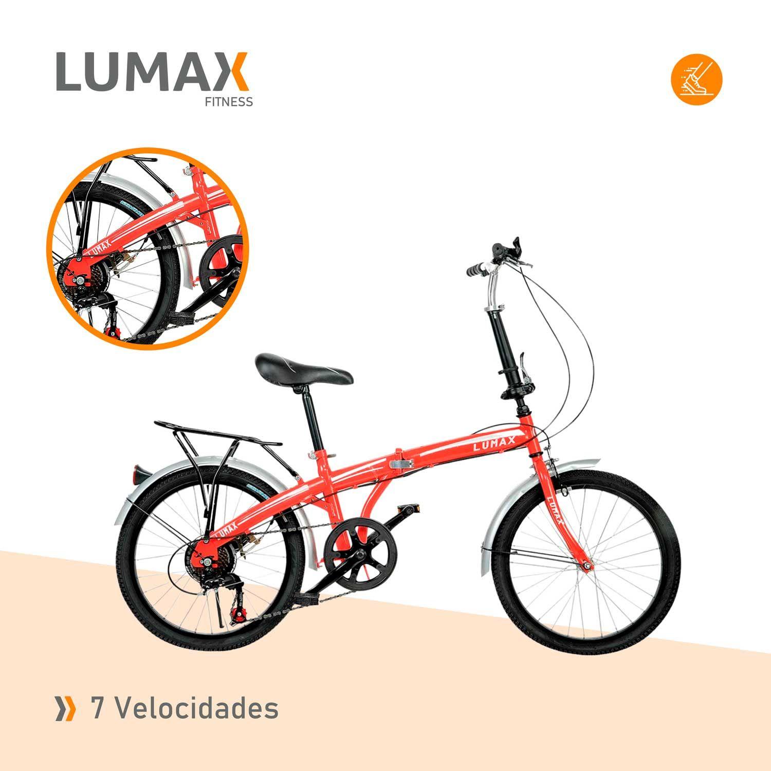 Bicicleta Plegable Lumax 7 Cambios Parrilla Trasera Roja-5
