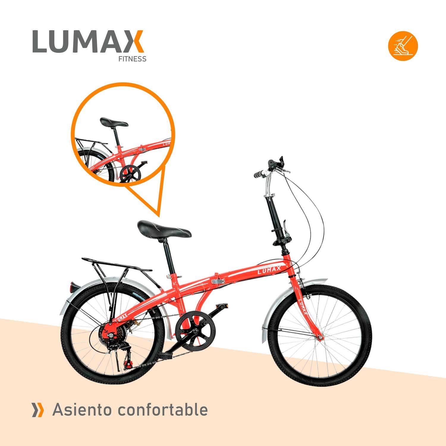 Bicicleta Plegable Lumax 7 Cambios Parrilla Trasera Roja-6