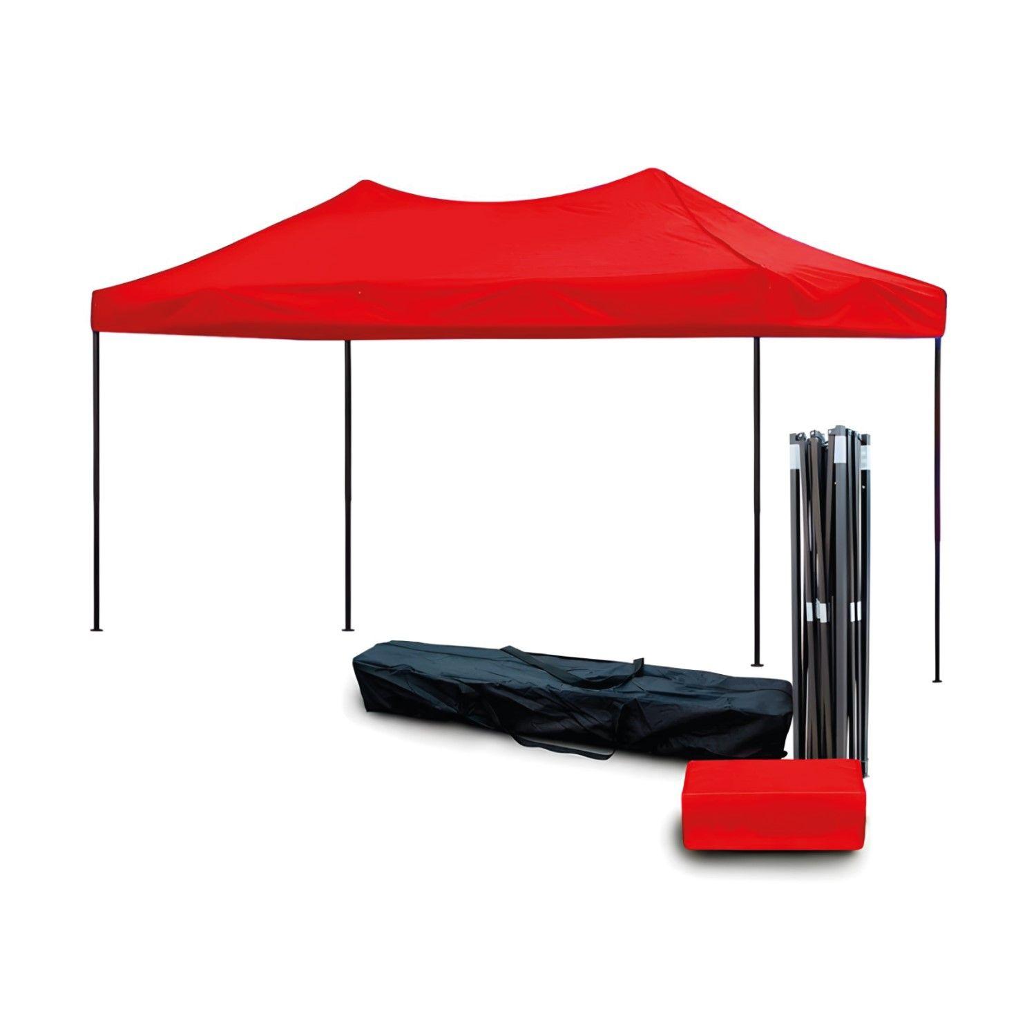 Toldo Plegable 4.5x3m Super Reforzado Con Lona Roja-0