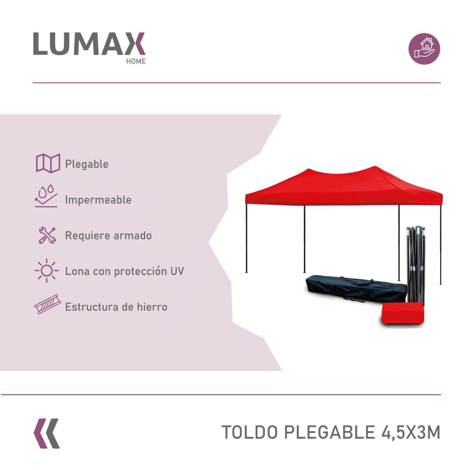 Toldo Plegable 4.5x3m Super Reforzado Con Lona Roja-1