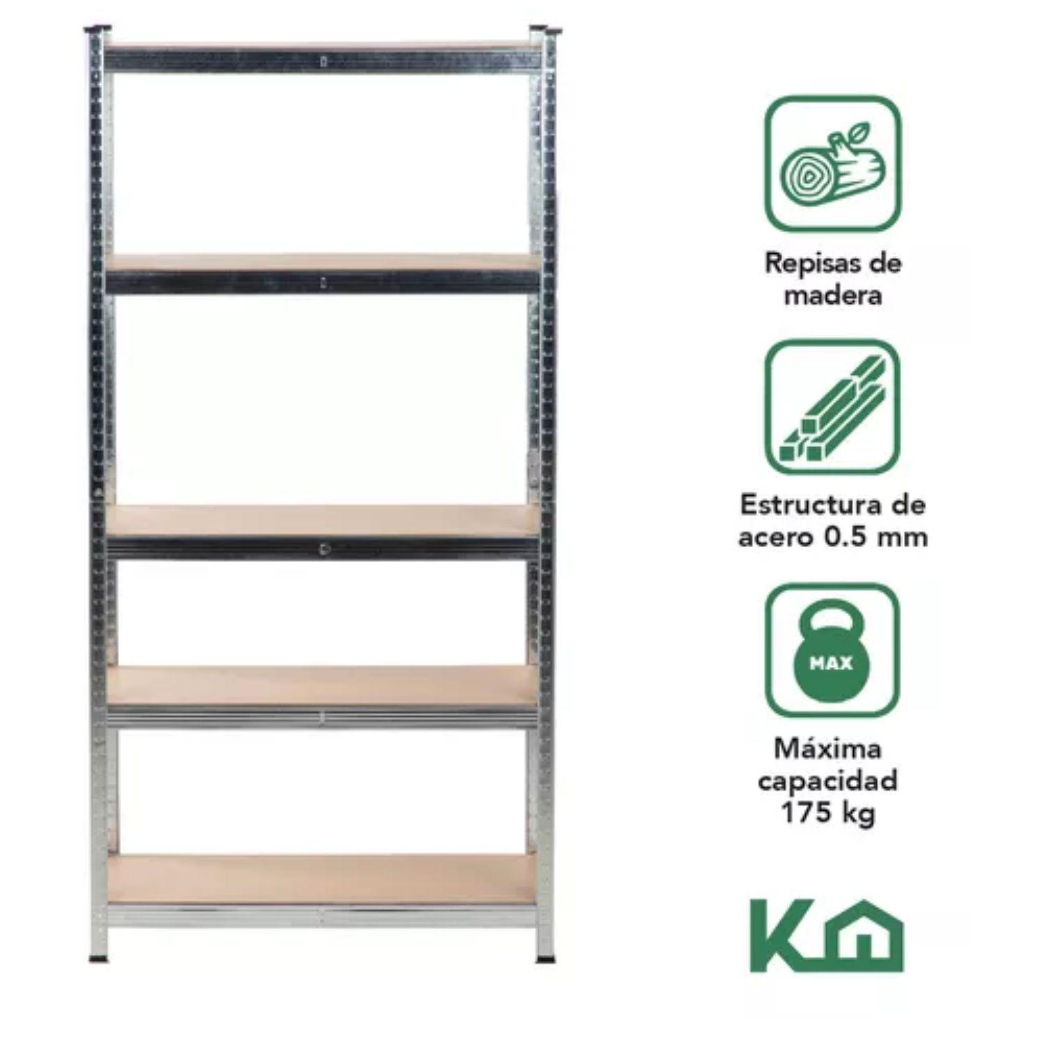Estante Organizador 5 Niveles Madera 180x90cm Gris-2