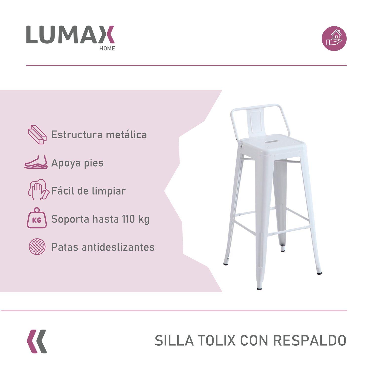 Pack 4 Taburetes Tolix Altos Piso de Bar Blanco con Resplado-2