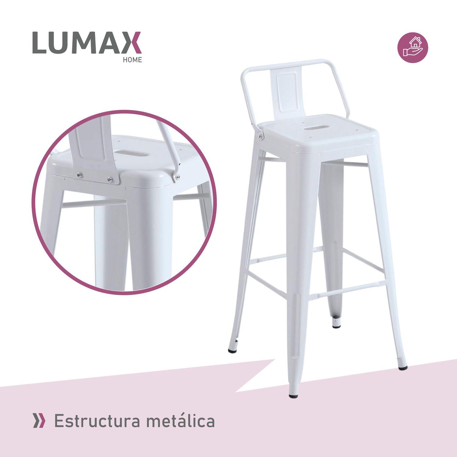 Pack 4 Taburetes Tolix Altos Piso de Bar Blanco con Resplado-7