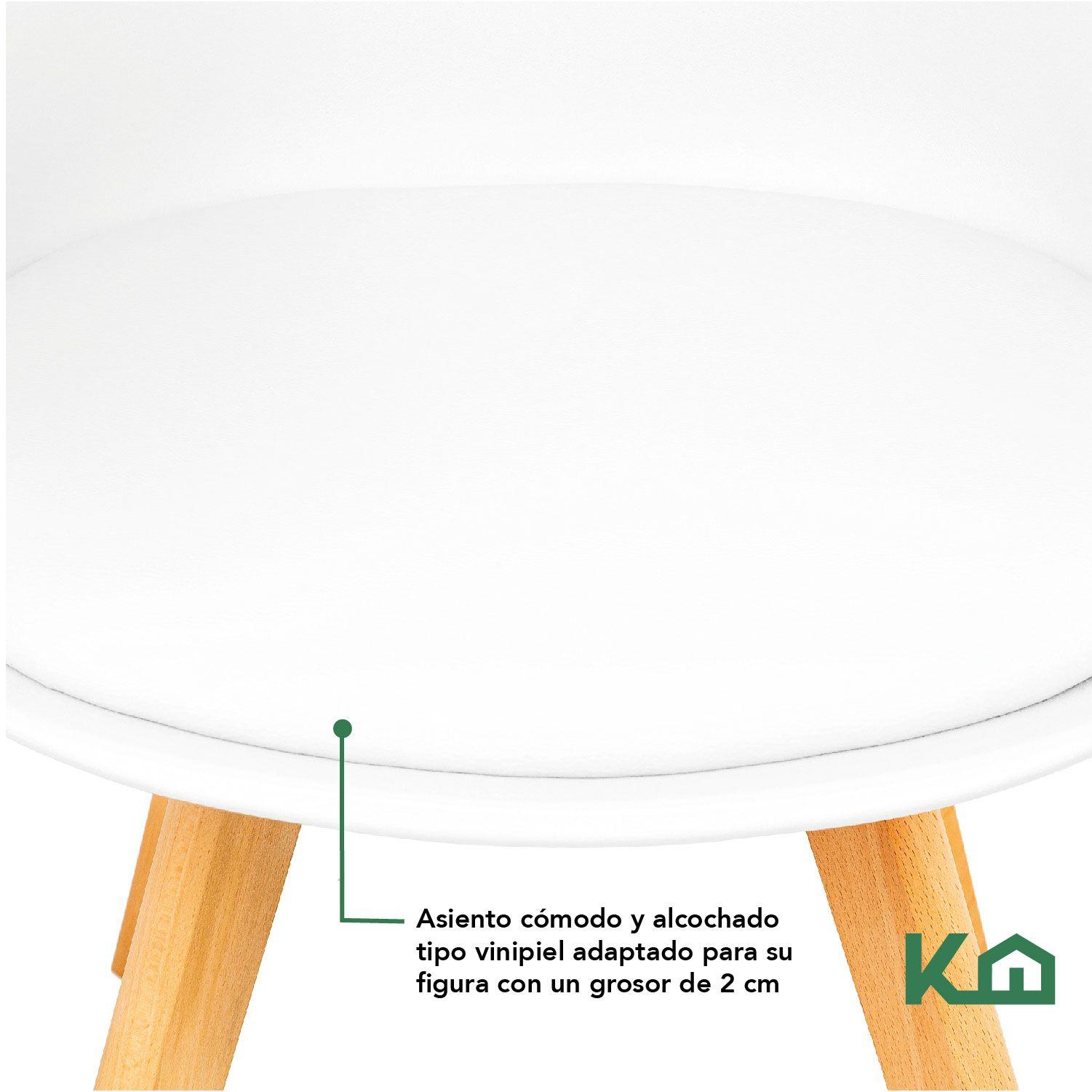 Silla Comedor Moderna Eames Tulipan Blanca Patas Madera-2