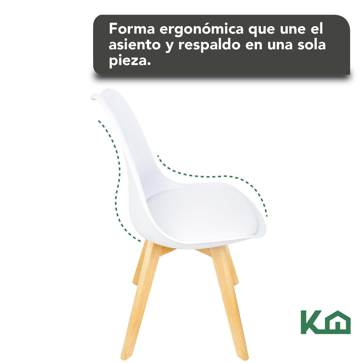 Silla Comedor Moderna Eames Tulipan Blanca Patas Madera-5
