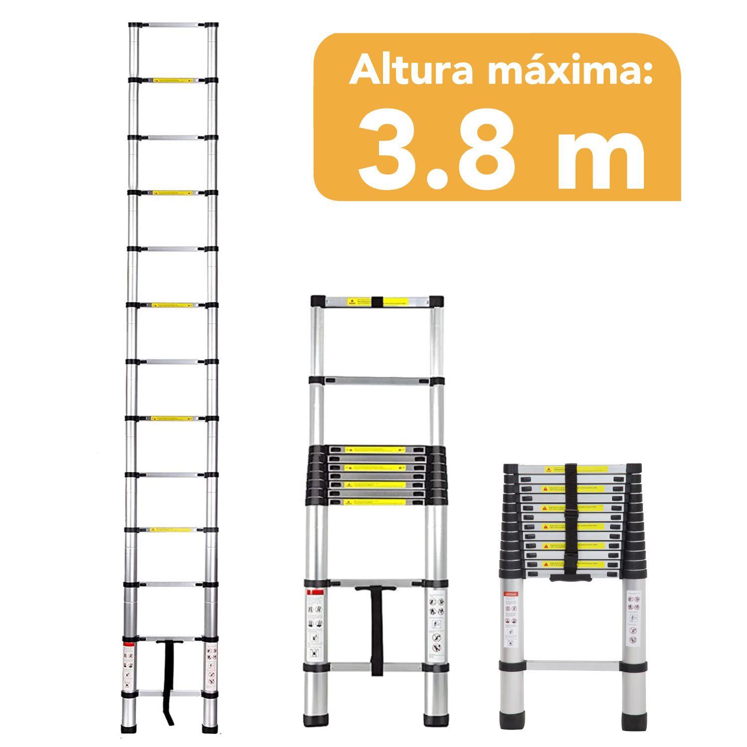 Escalera Telescopica Retractil Compacta Portatil Altura 3.8m-1