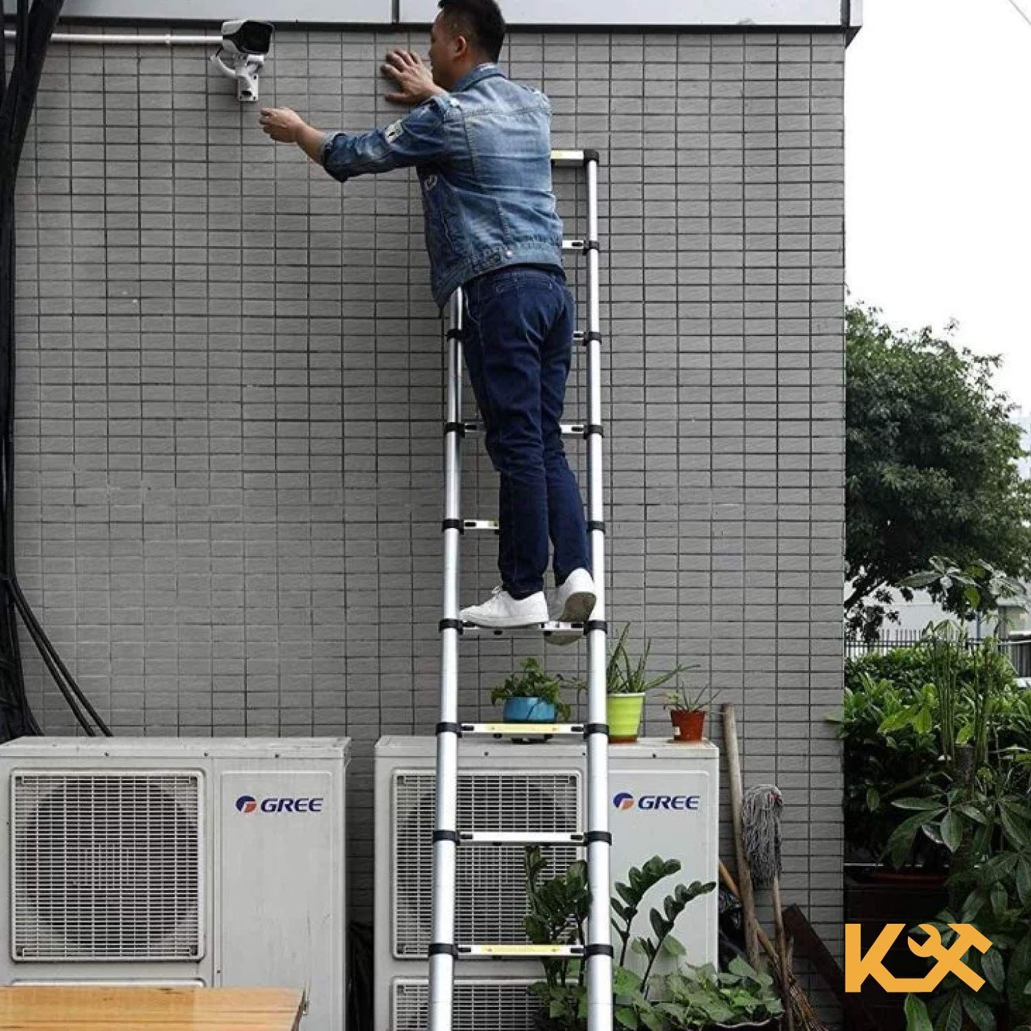 Escalera Telescopica Retractil Compacta Portatil Altura 3.8m-2