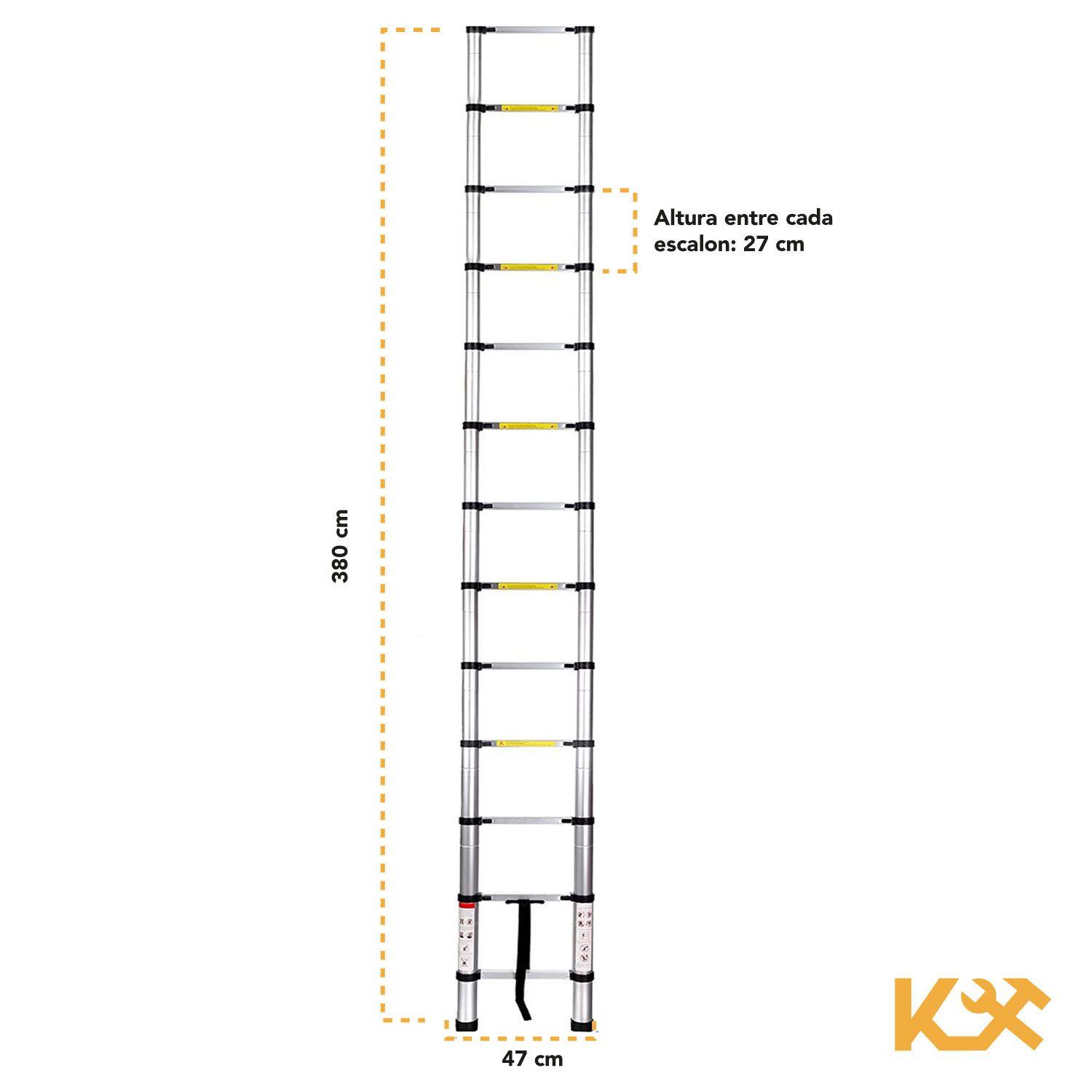 Escalera Telescopica Retractil Compacta Portatil Altura 3.8m-6