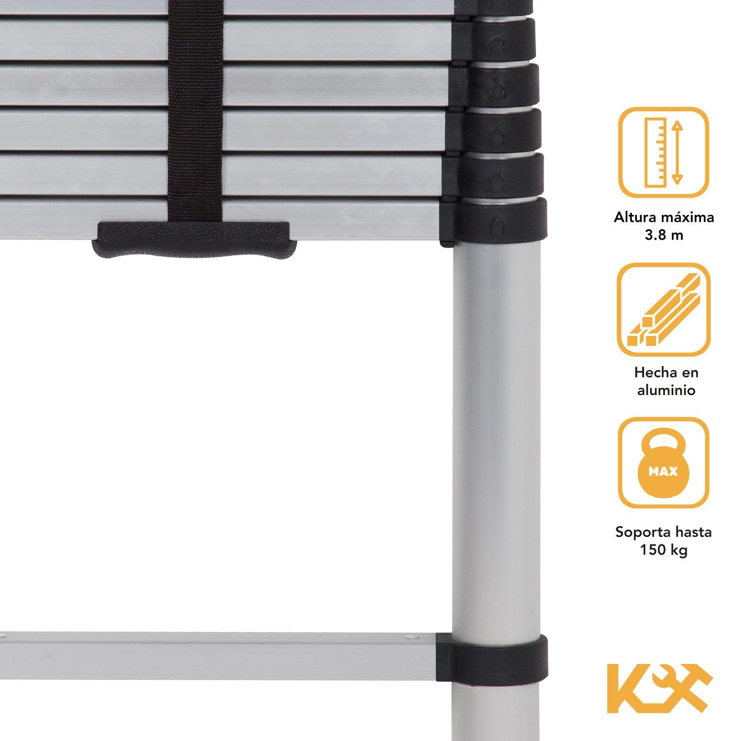 Escalera Telescopica Retractil Compacta Portatil Altura 3.8m-9