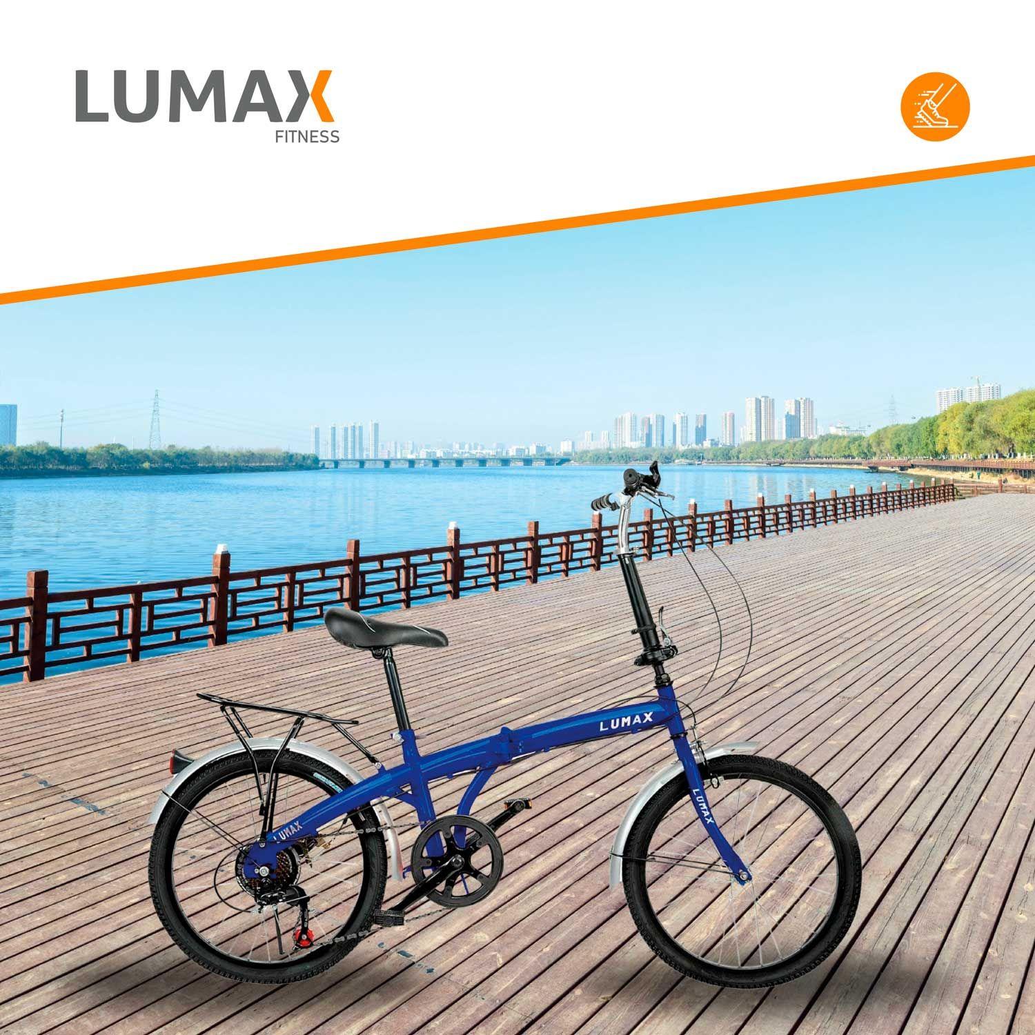 Bicicleta Plegable Lumax 7 Cambios Parrilla Trasera Azul-3