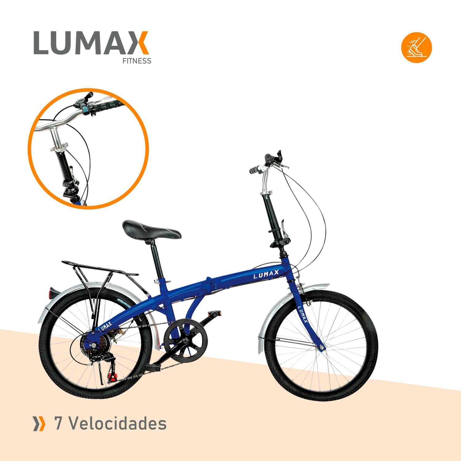 Bicicleta Plegable Lumax 7 Cambios Parrilla Trasera Azul-5