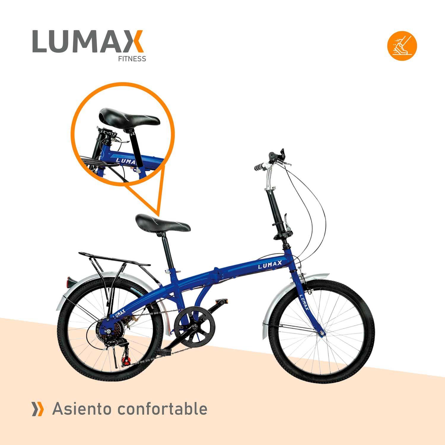 Bicicleta Plegable Lumax 7 Cambios Parrilla Trasera Azul-6