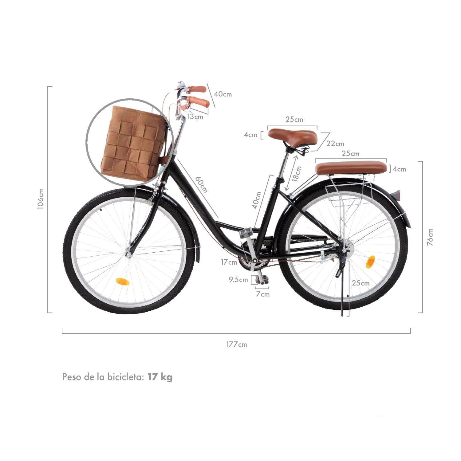 Bicicleta Urbana Aro 26 Vintage Con Canastilla Retro Negro-1