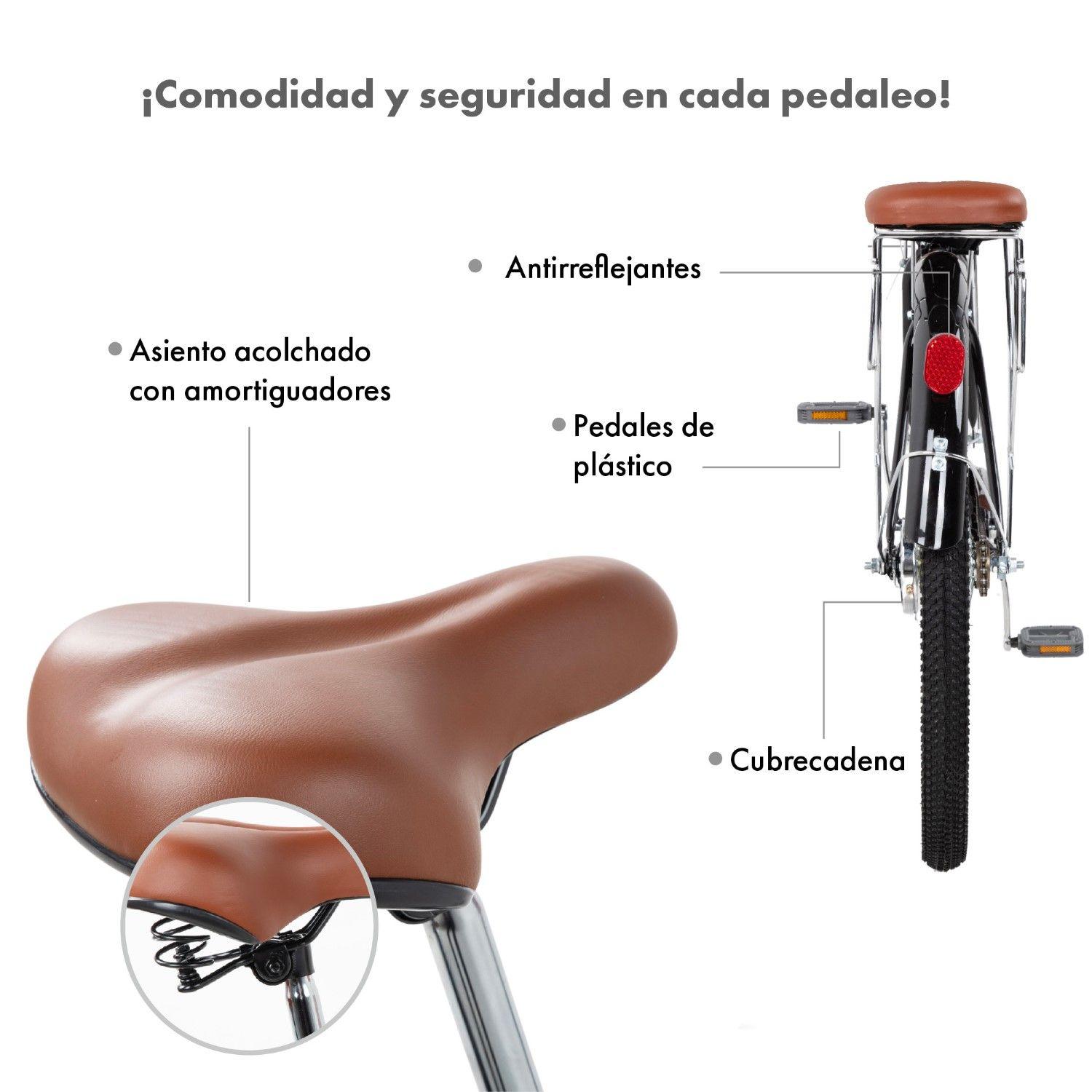 Bicicleta Urbana Aro 26 Vintage Con Canastilla Retro Negro-2