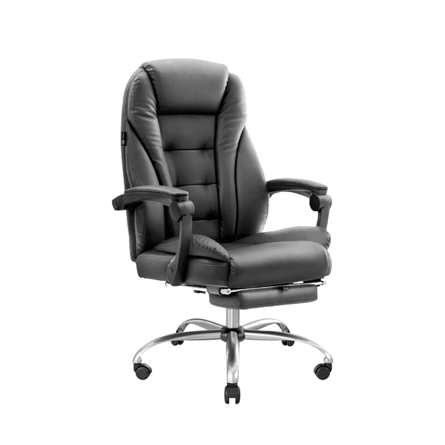 Silla de Escritorio Miles | Apoya Pies Ecocuero Color Negro-0