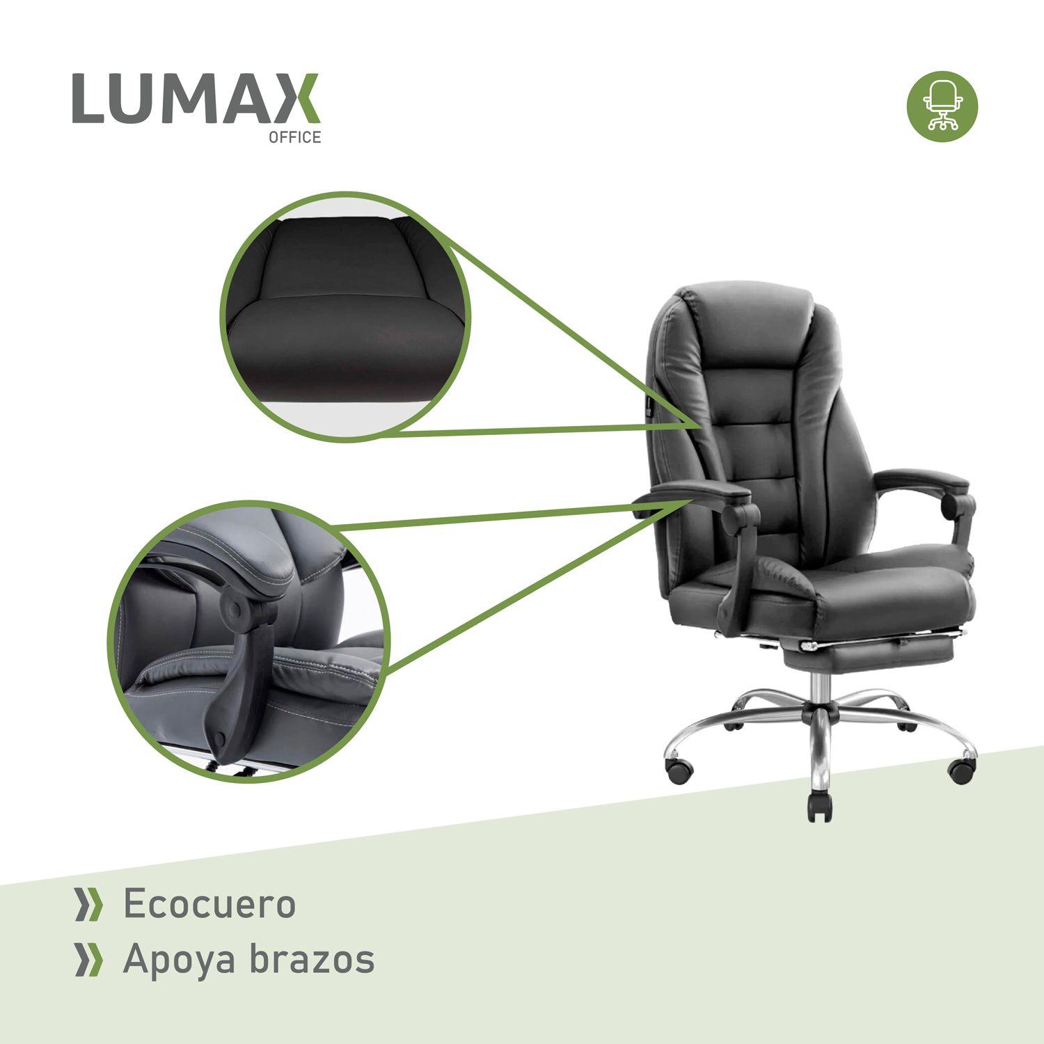 Silla de Escritorio Miles | Apoya Pies Ecocuero Color Negro-5