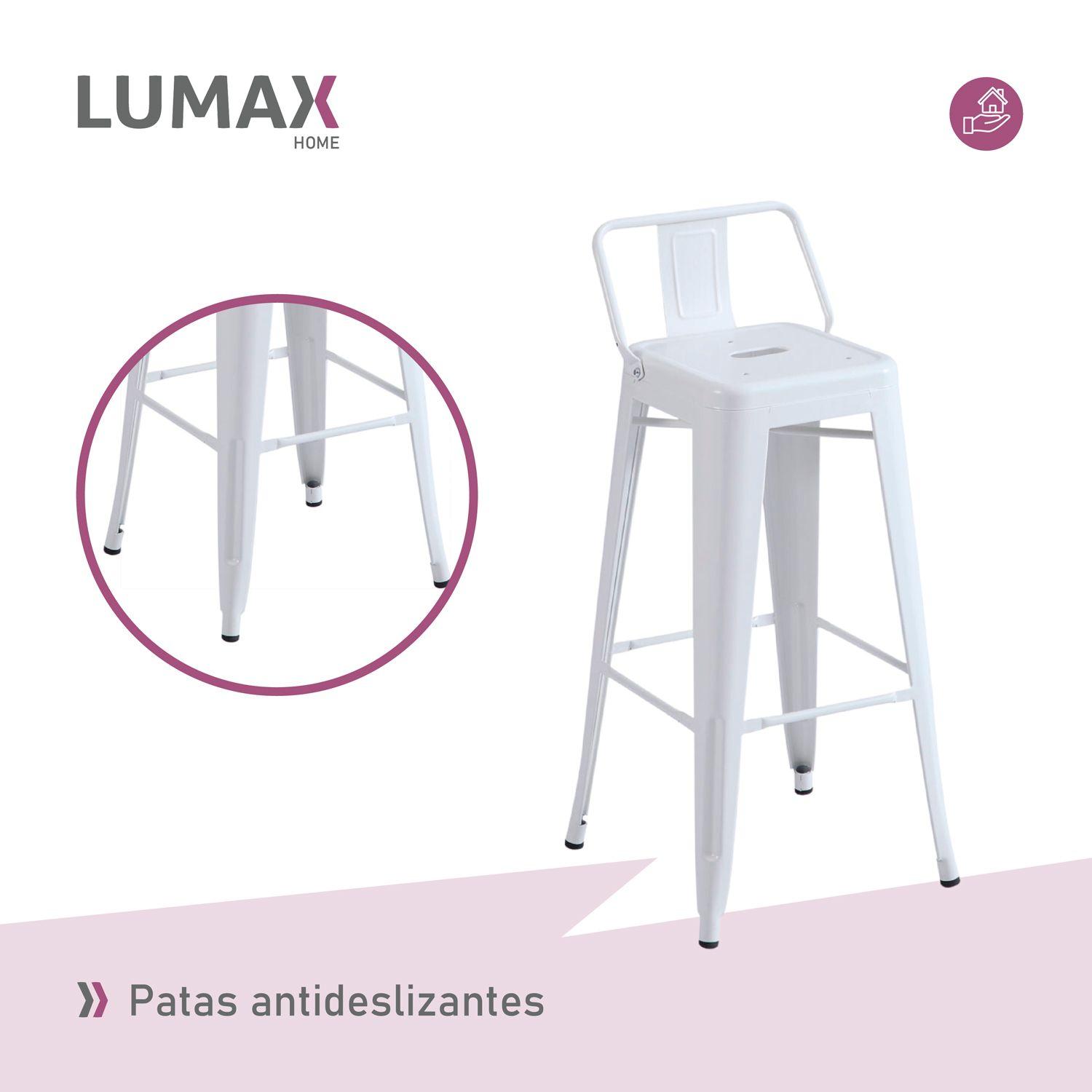 Pack 2 Taburetes Tolix Altos Piso de Bar Blanco con Resplado-5