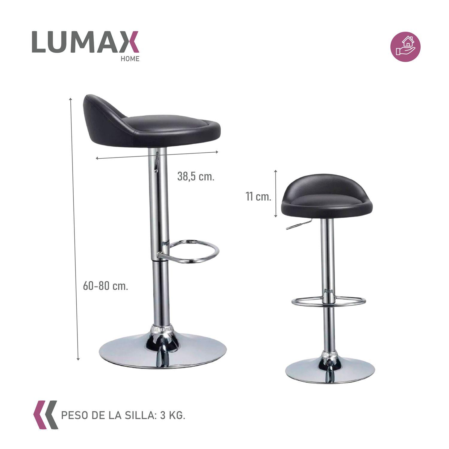Silla Piso Bar Taburete Altura Regulable Respaldo Negro-2