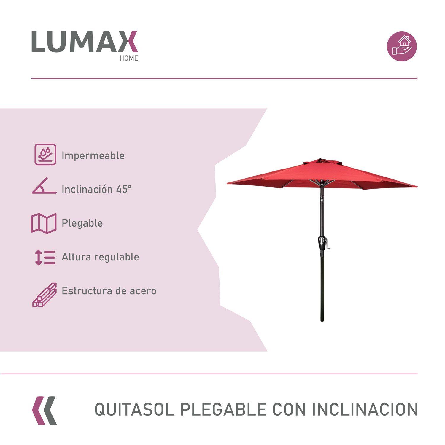 Quitasol Plegable Altura Ajustable Playa Uv Rojo+ Base-1