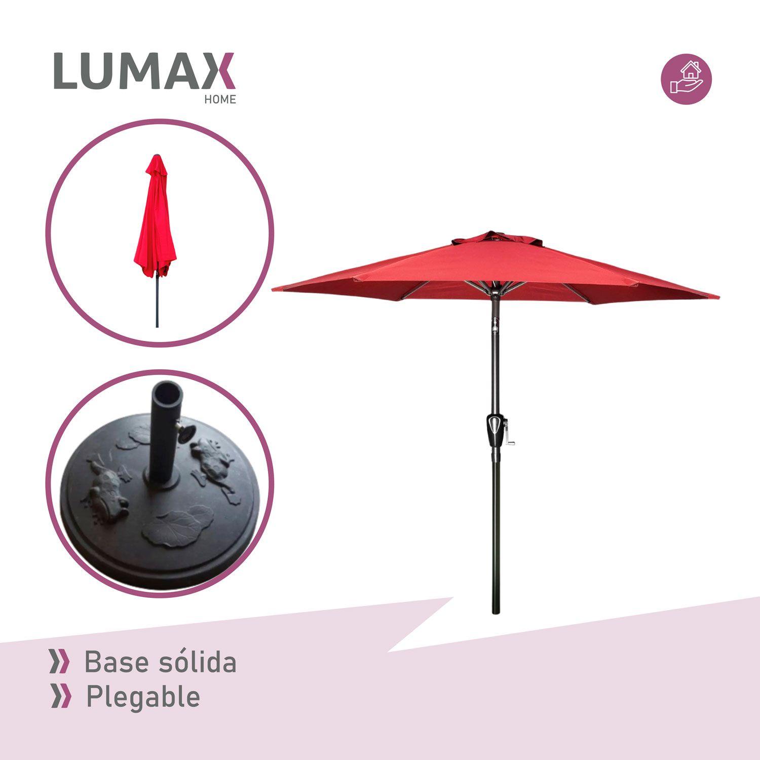 Quitasol Plegable Altura Ajustable Playa Uv Rojo+ Base-5