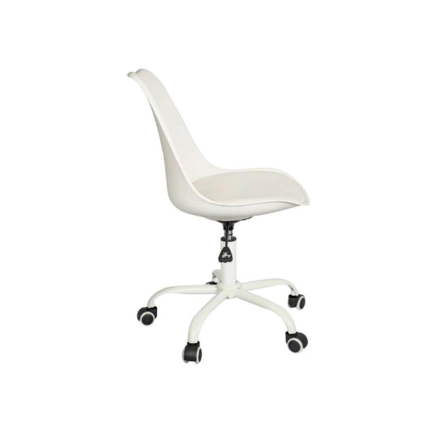 Silla De Oficina Eames Con Ruedas Minimalista Blanca-0