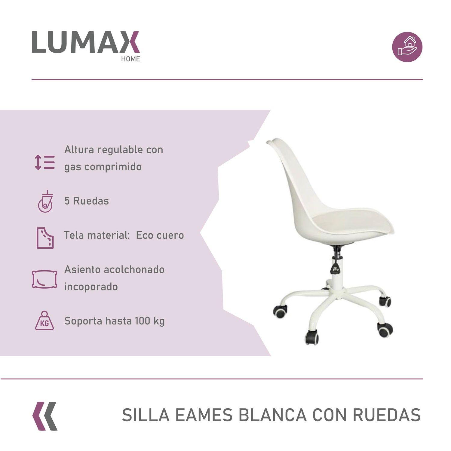 Silla De Oficina Eames Con Ruedas Minimalista Blanca-1