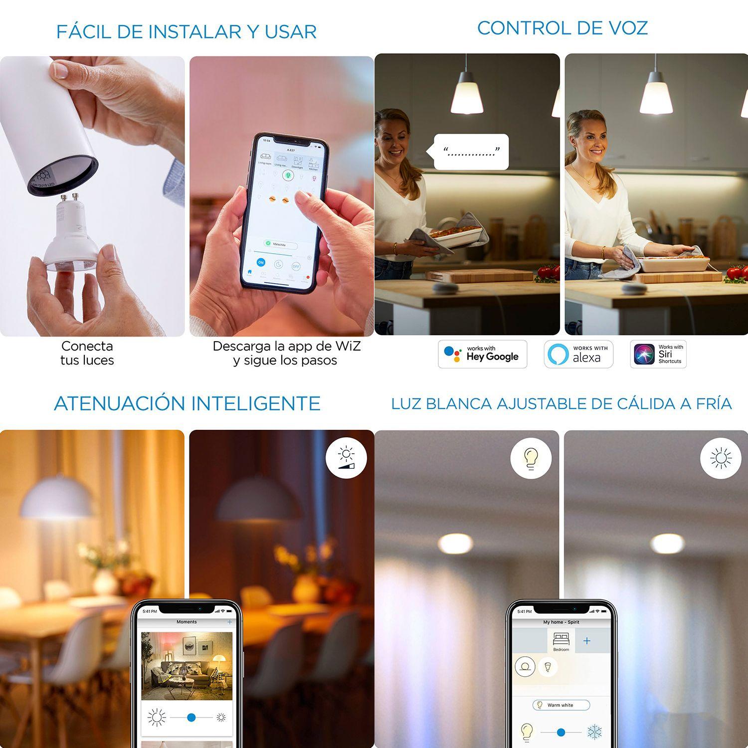 Ampolleta LED Inteligente WiZ Luz Fria & Calida 4.9W GU10 WiFi-5