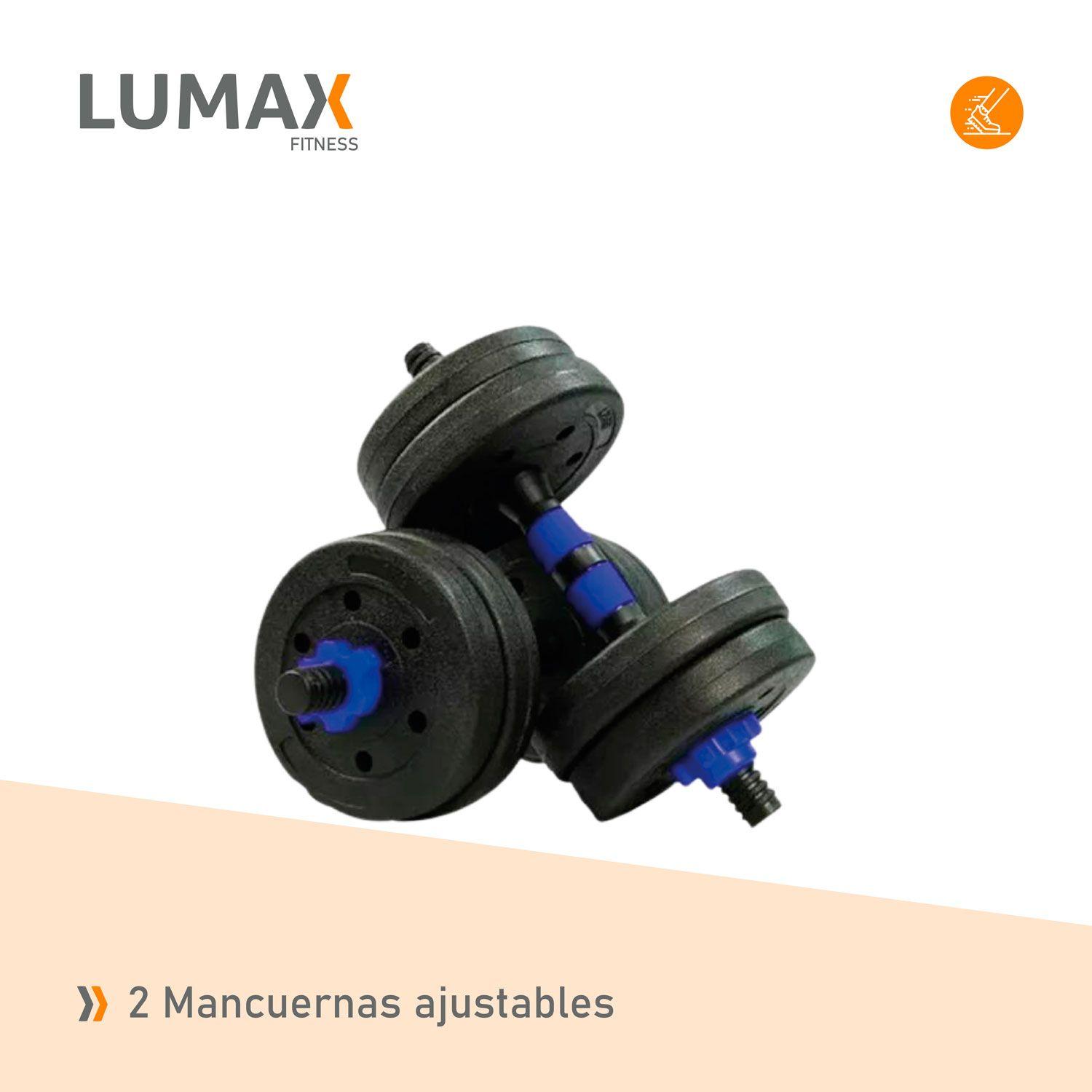 Set 2 Mancuernas + Barra 2 En 1 + 30kg Discos Pesas Azul-5