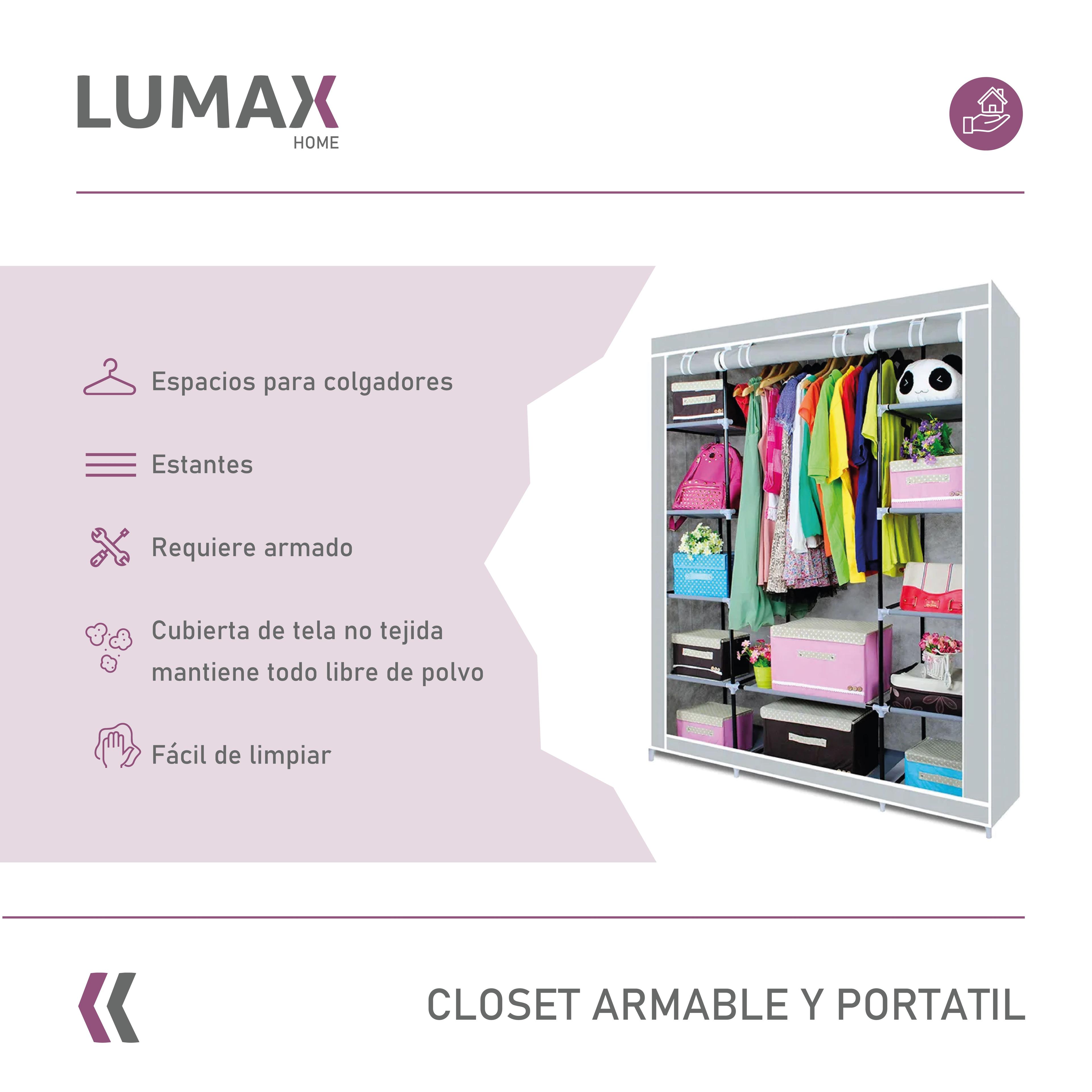 Closet Armable y Portatil de Tela 150x45x175 cm Color Gris-1