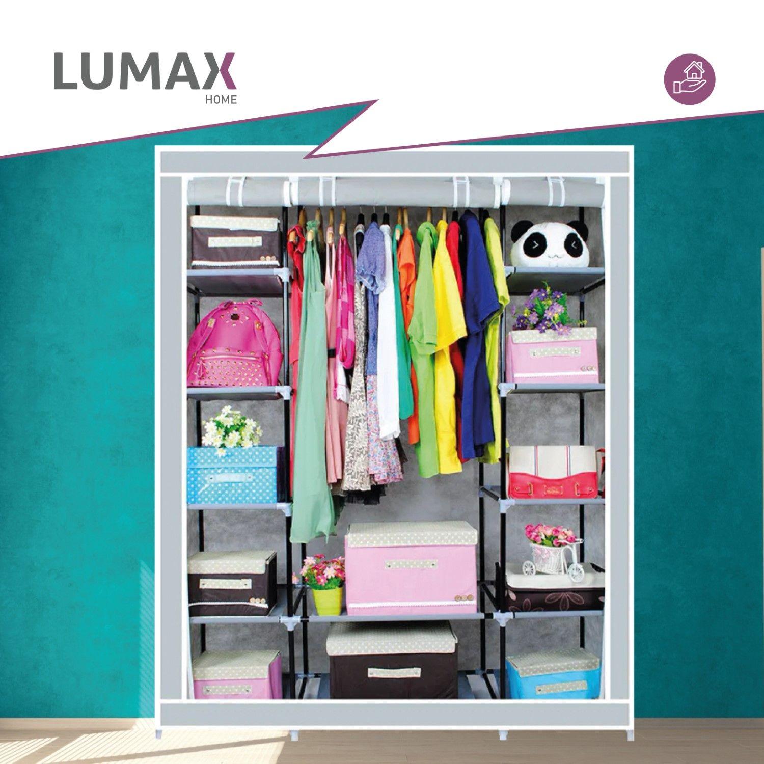 Closet Armable y Portatil de Tela 150x45x175 cm Color Gris-3