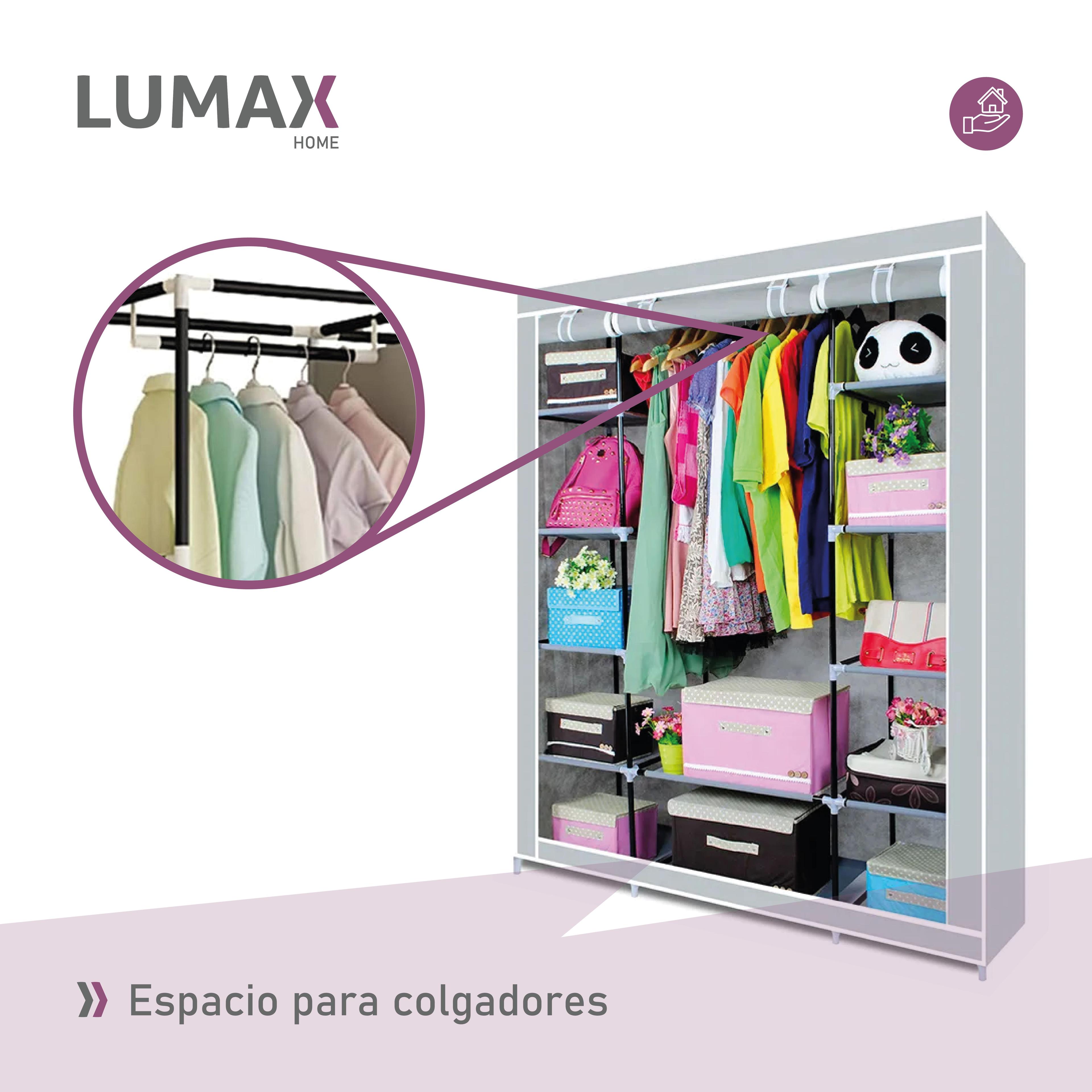Closet Armable y Portatil de Tela 150x45x175 cm Color Gris-4