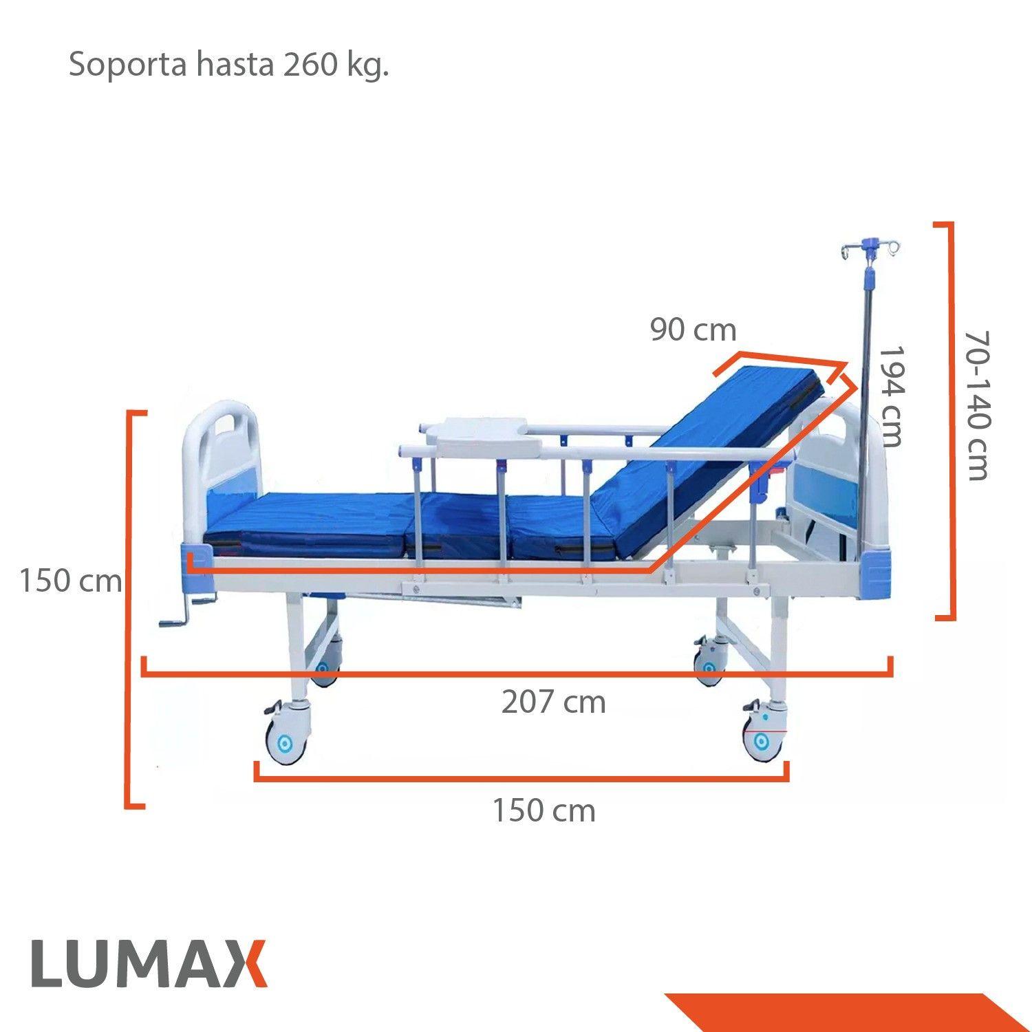 Catre Clinico Manual + Porta Suero + Colchon-5
