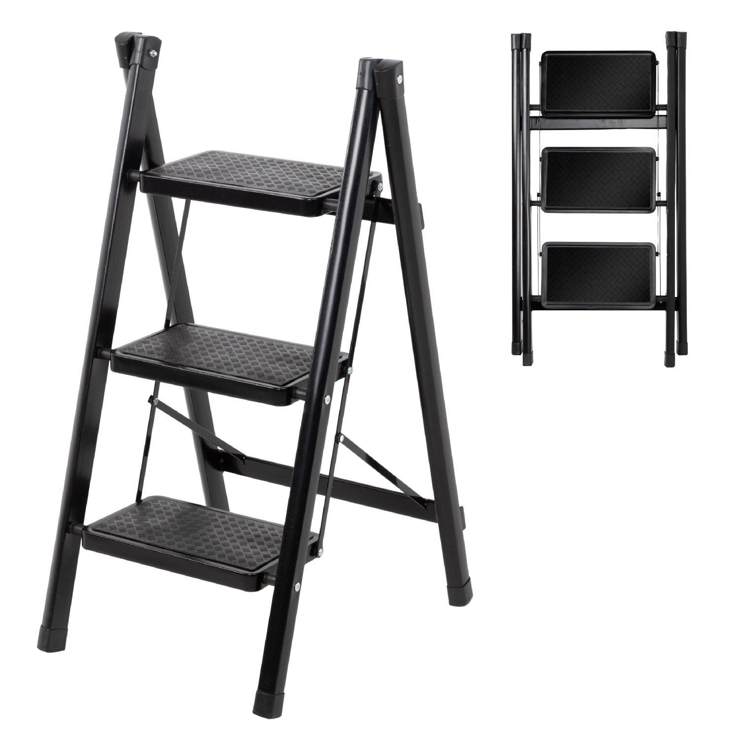 Escalera Plegable 3 Peldaños Antideslizante Portatil-0