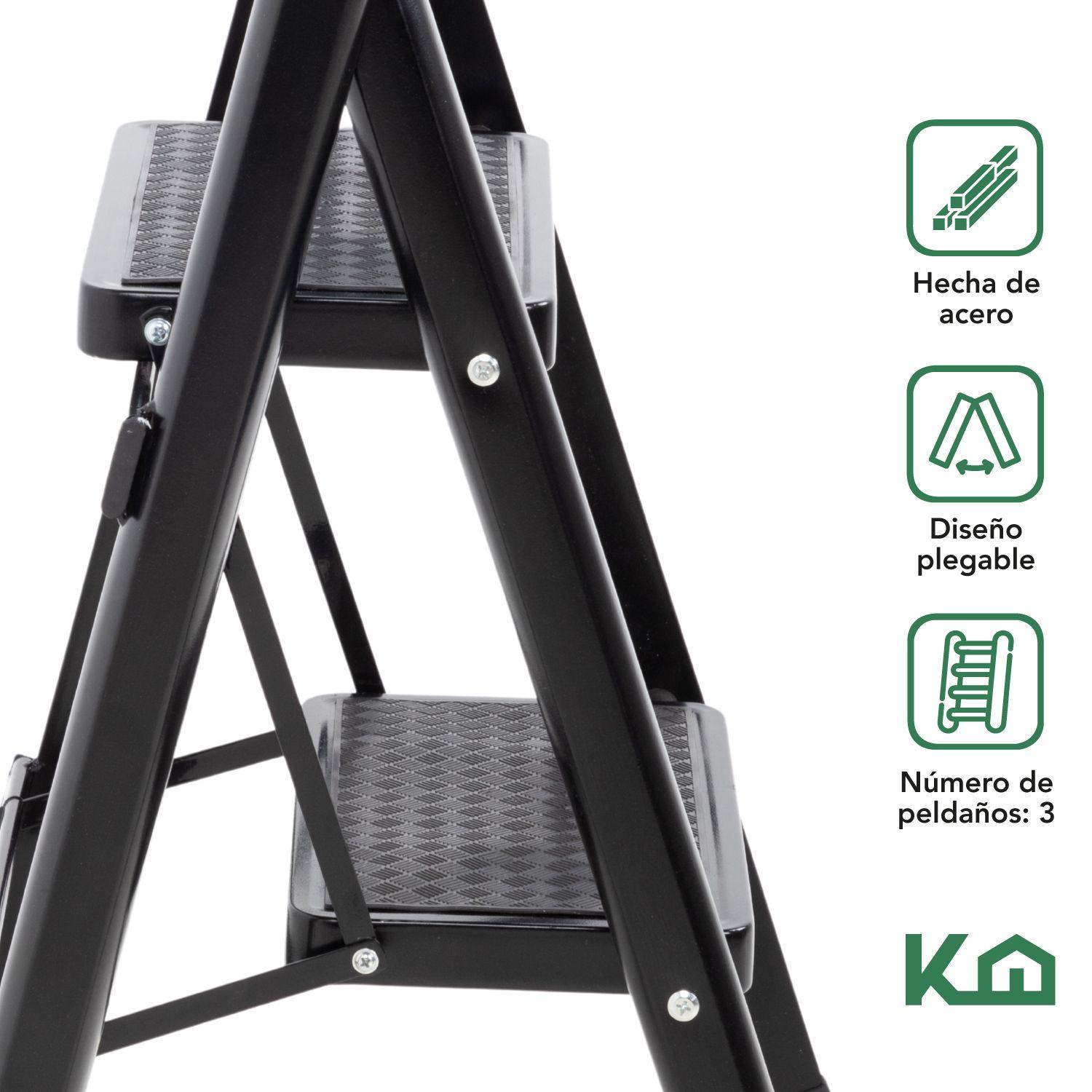 Escalera Plegable 3 Peldaños Antideslizante Portatil-6