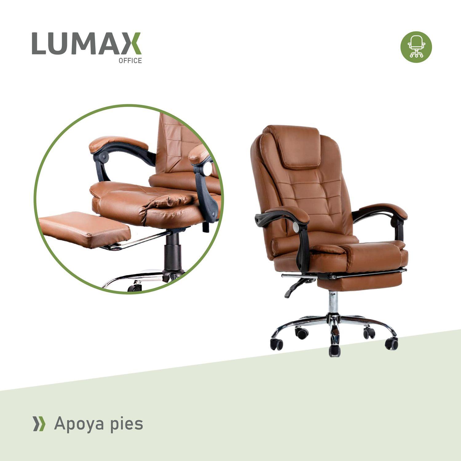 Silla de Escritorio Miles | Apoya Pies Ecocuero Color Cafe-6