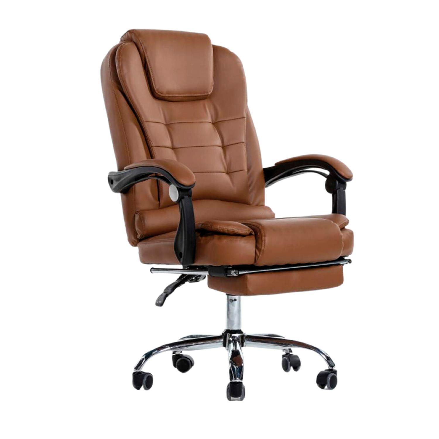 Silla de Escritorio Miles | Apoya Pies Ecocuero Color Cafe-0