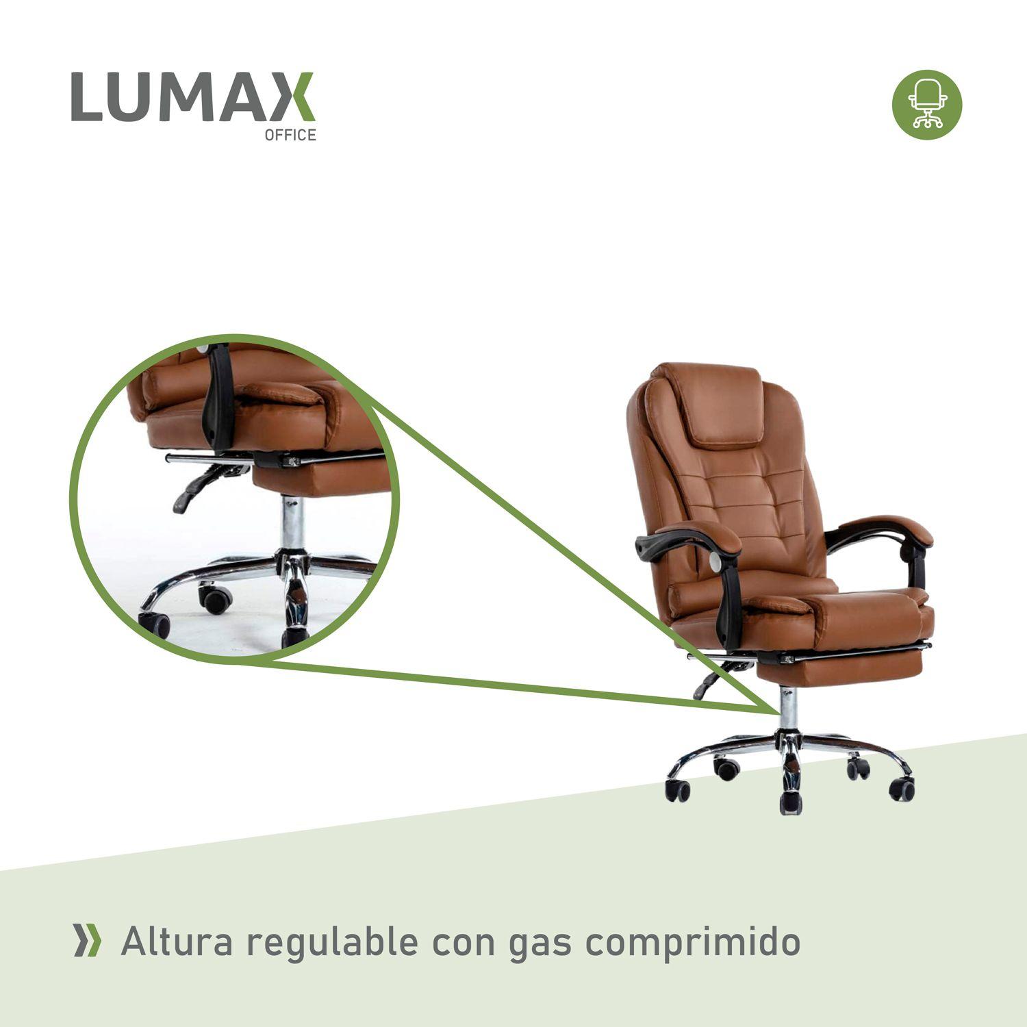 Silla de Escritorio Miles | Apoya Pies Ecocuero Color Cafe-4