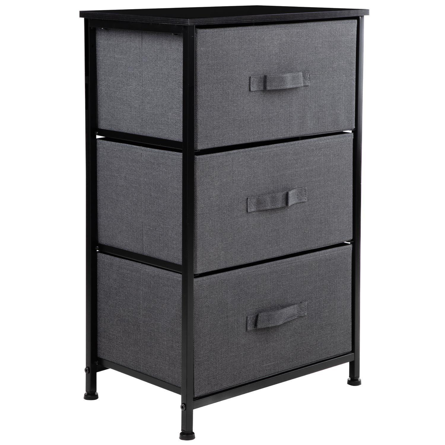 Cajonera Comoda 3 Cajones Organizador Tela Gris con Negro-0