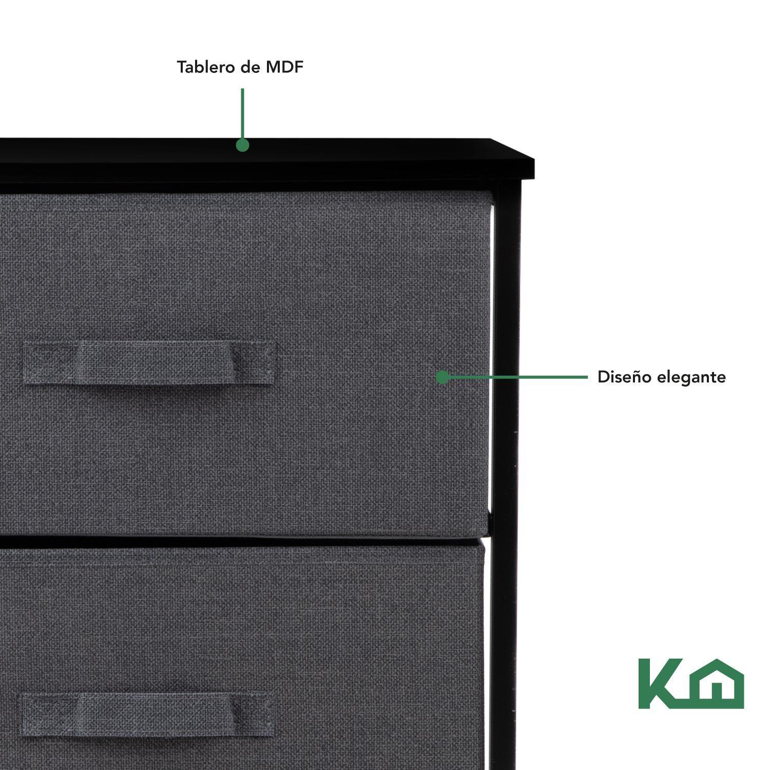 Cajonera Comoda 3 Cajones Organizador Tela Gris con Negro-6