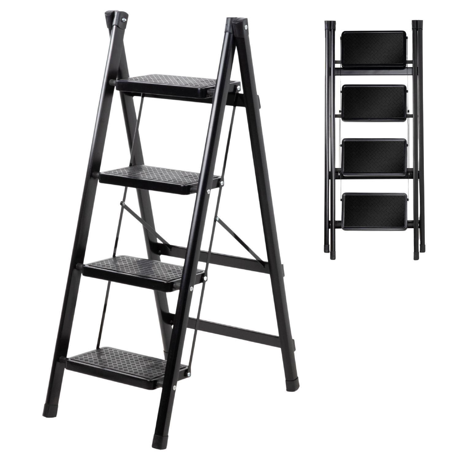 Escalera Plegable 4 Peldaños Antideslizante Portatil-0