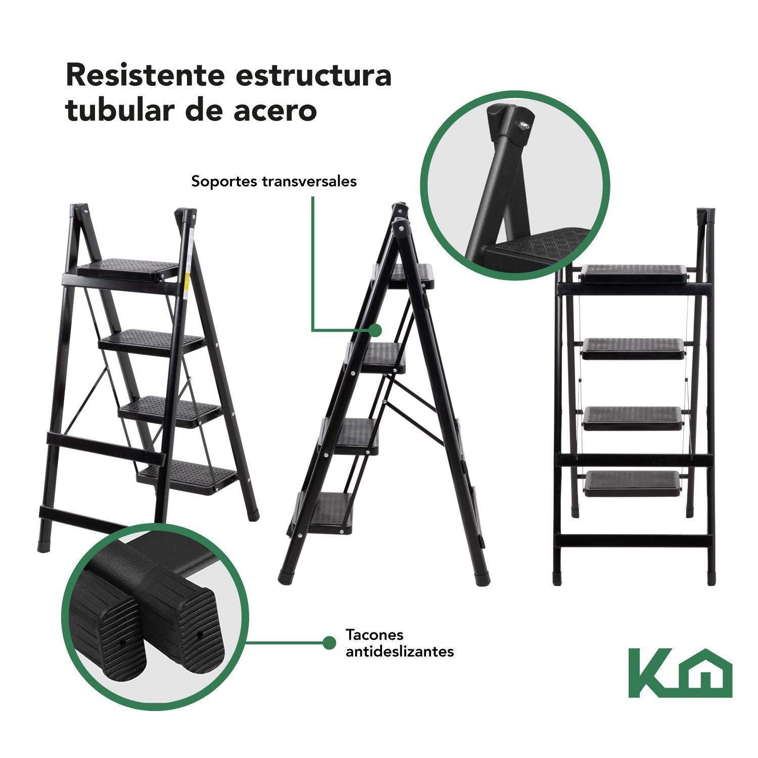 Escalera Plegable 4 Peldaños Antideslizante Portatil-2