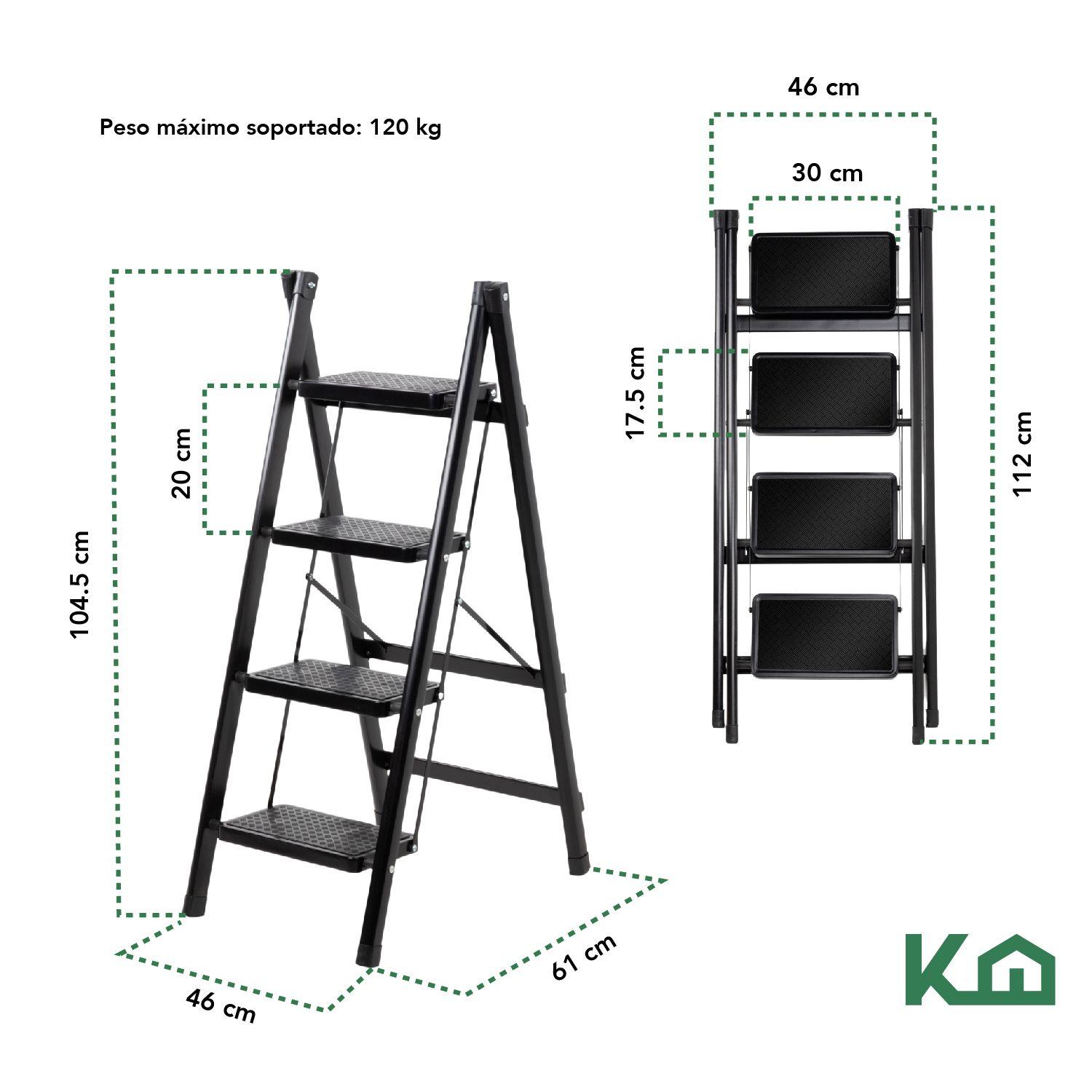 Escalera Plegable 4 Peldaños Antideslizante Portatil-3
