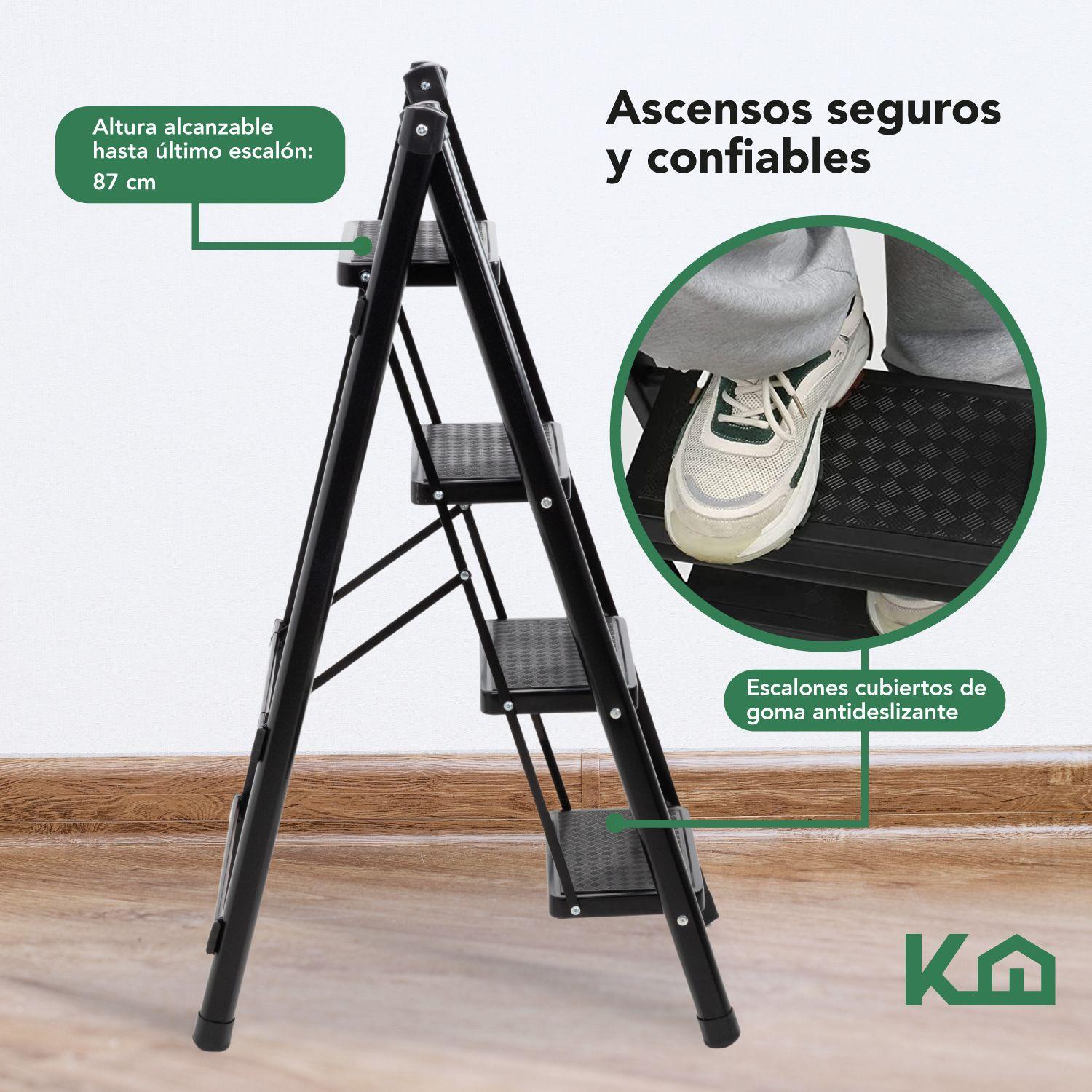 Escalera Plegable 4 Peldaños Antideslizante Portatil-5