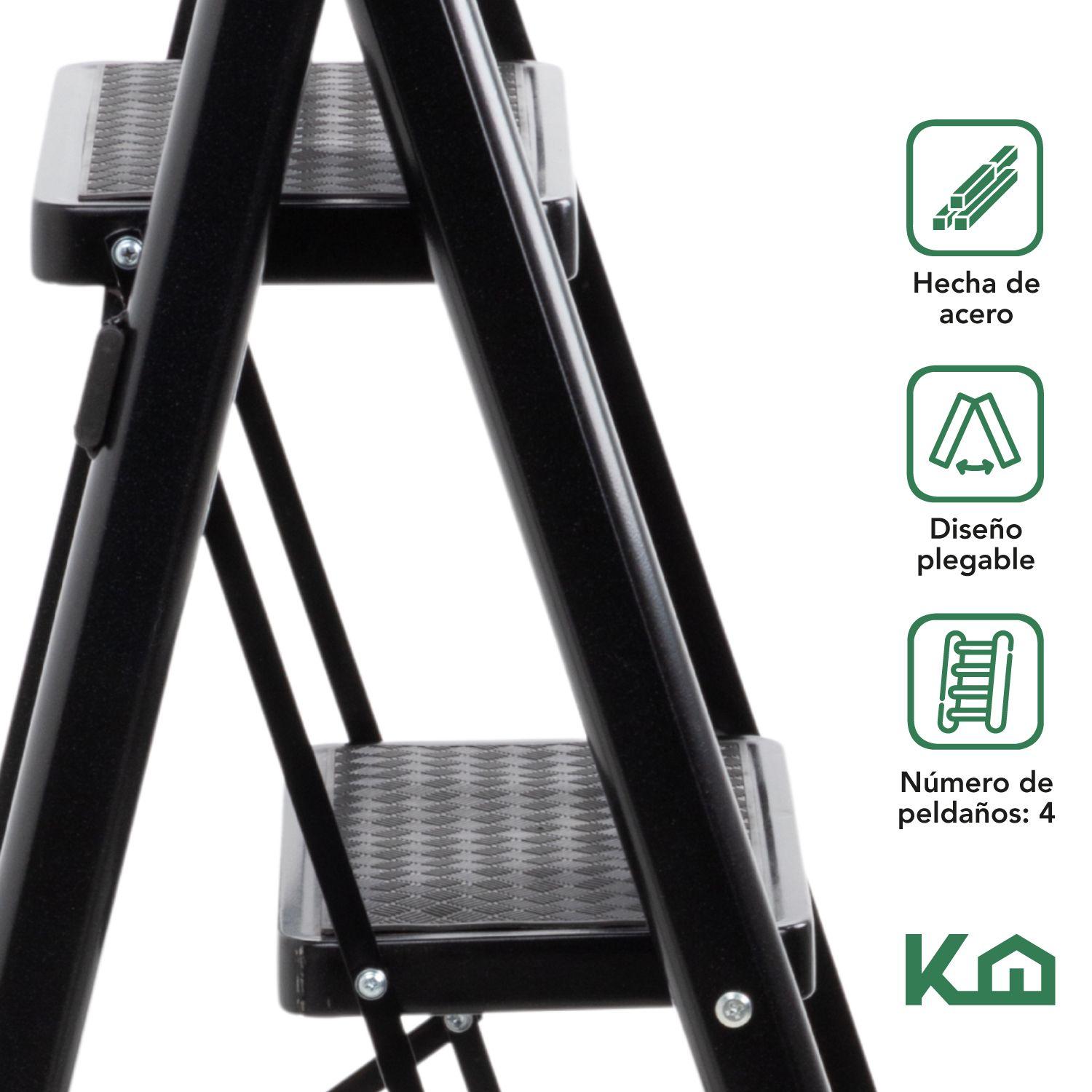 Escalera Plegable 4 Peldaños Antideslizante Portatil-6