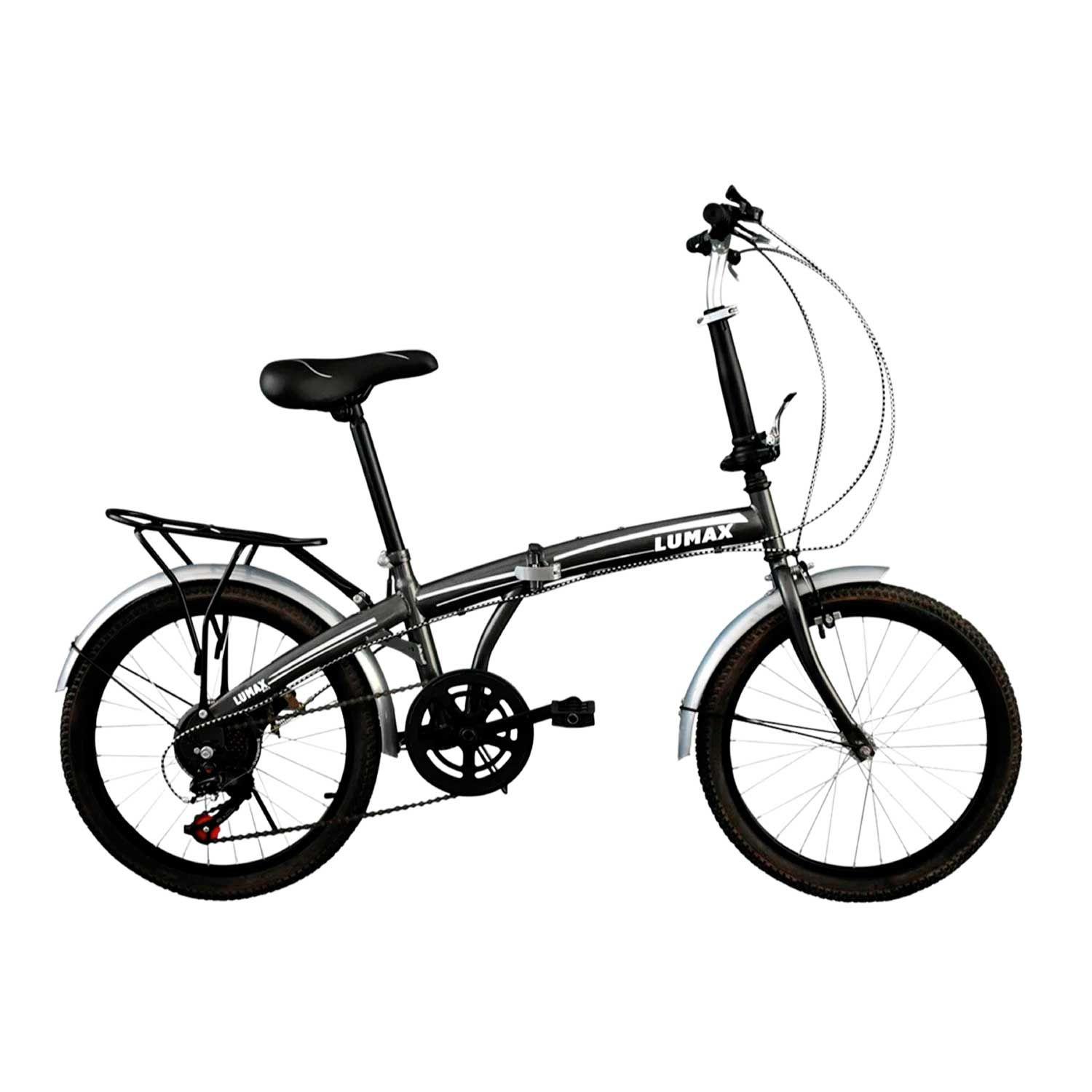 Bicicleta Plegable Lumax 7 Cambios Parrilla Trasera Gris-0