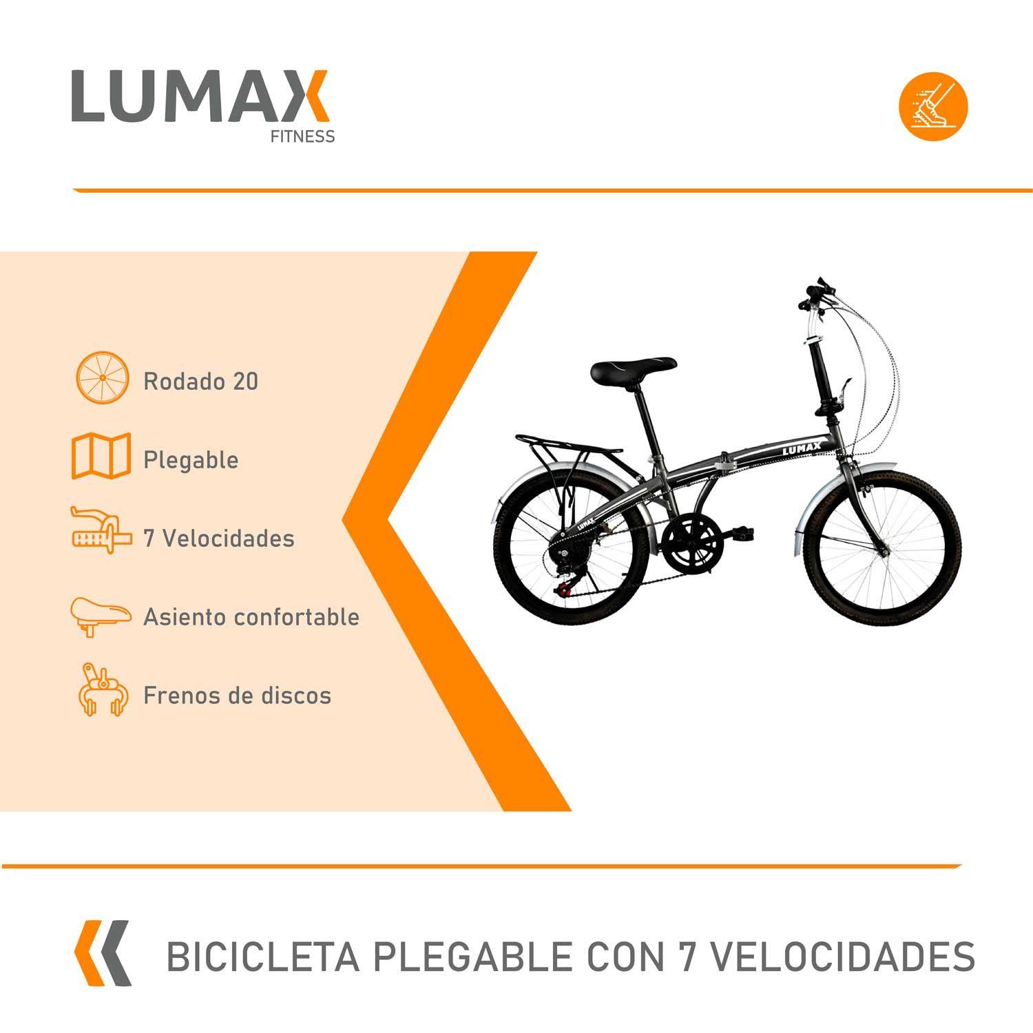 Bicicleta Plegable Lumax 7 Cambios Parrilla Trasera Gris-1