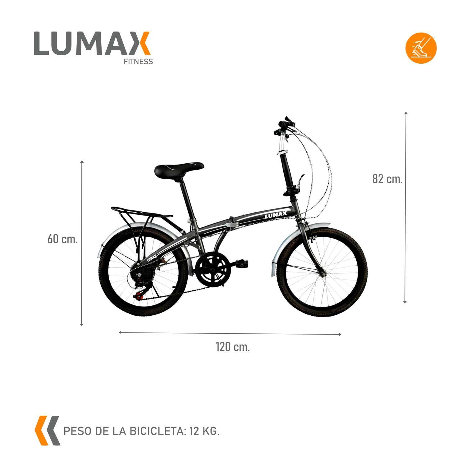 Bicicleta Plegable Lumax 7 Cambios Parrilla Trasera Gris-2
