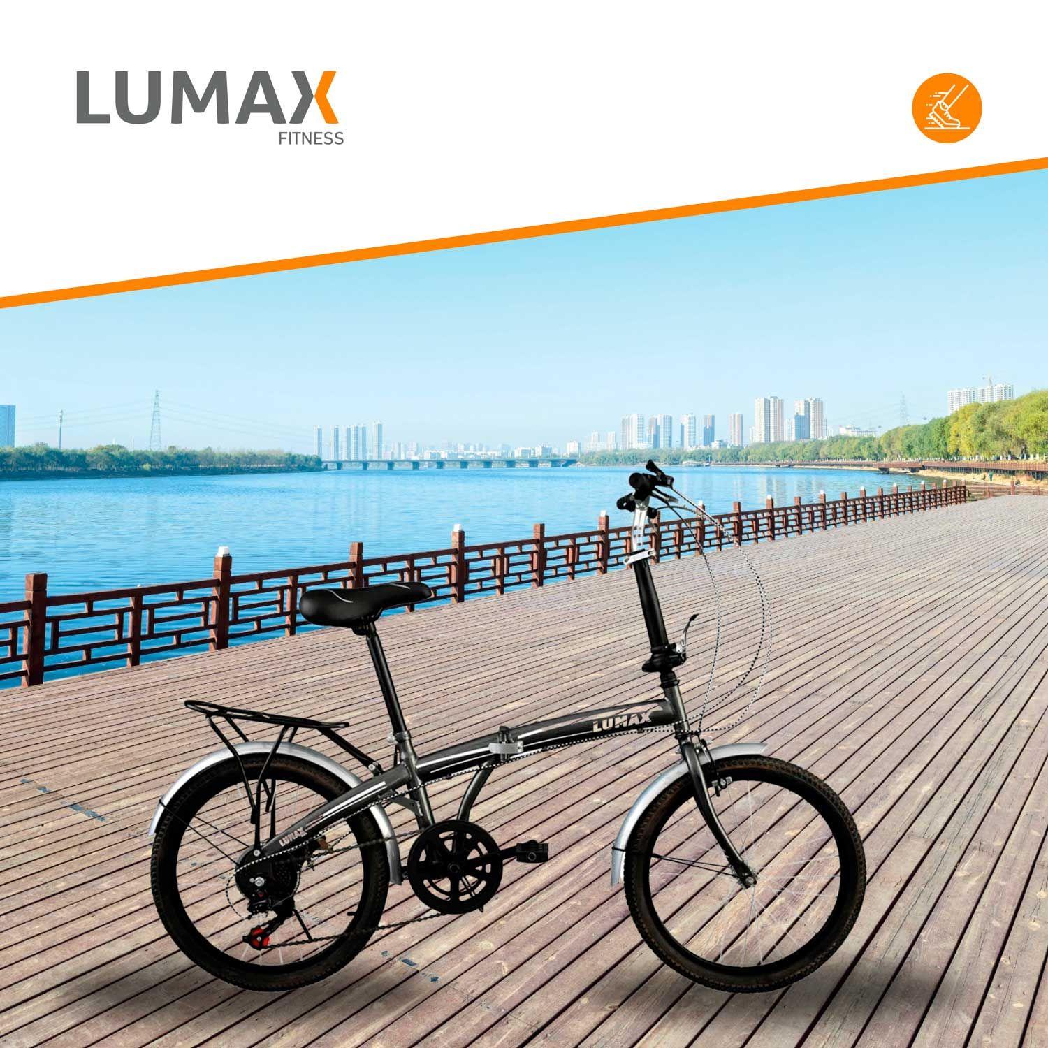 Bicicleta Plegable Lumax 7 Cambios Parrilla Trasera Gris-3