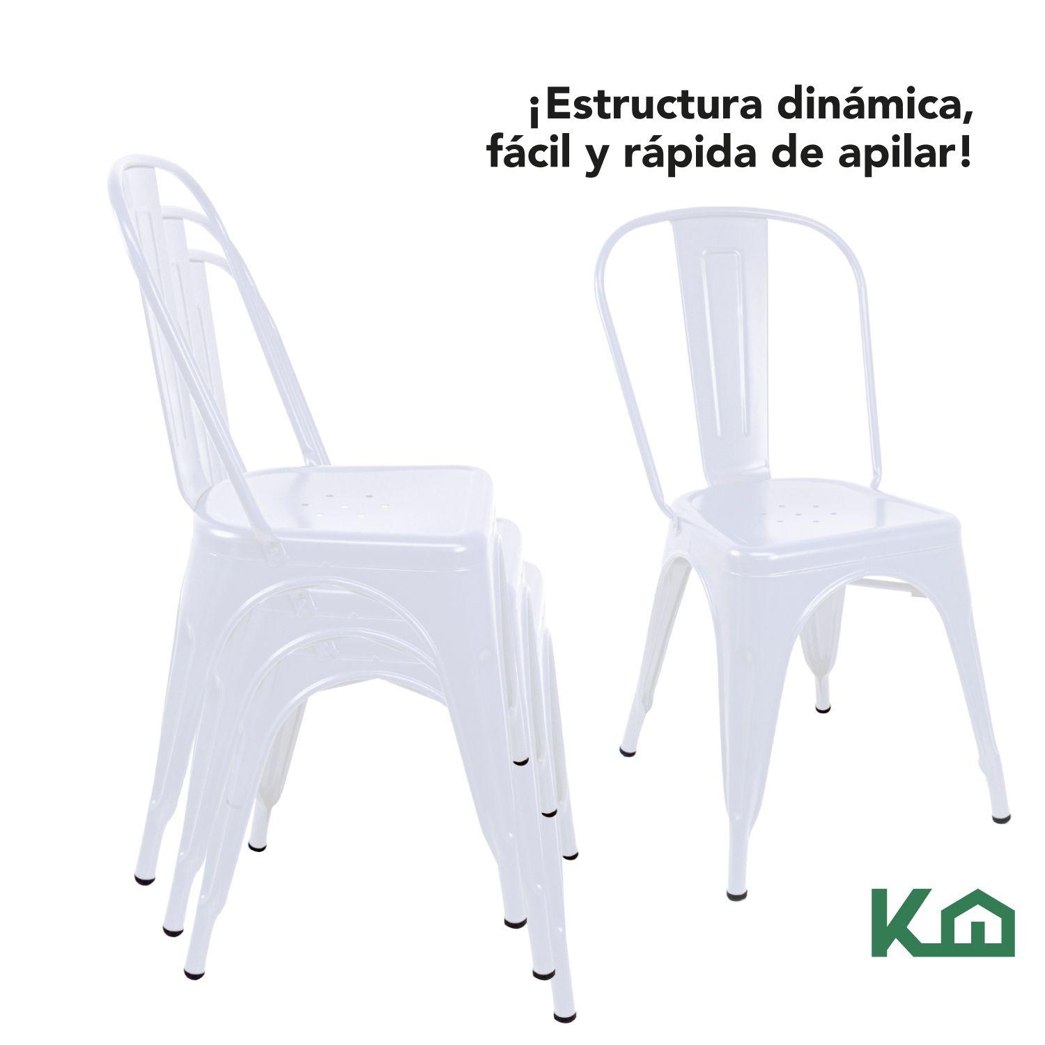 Set 4 Sillas Tolix Negras Hogar Pub Negocio Muebles Metinca-4