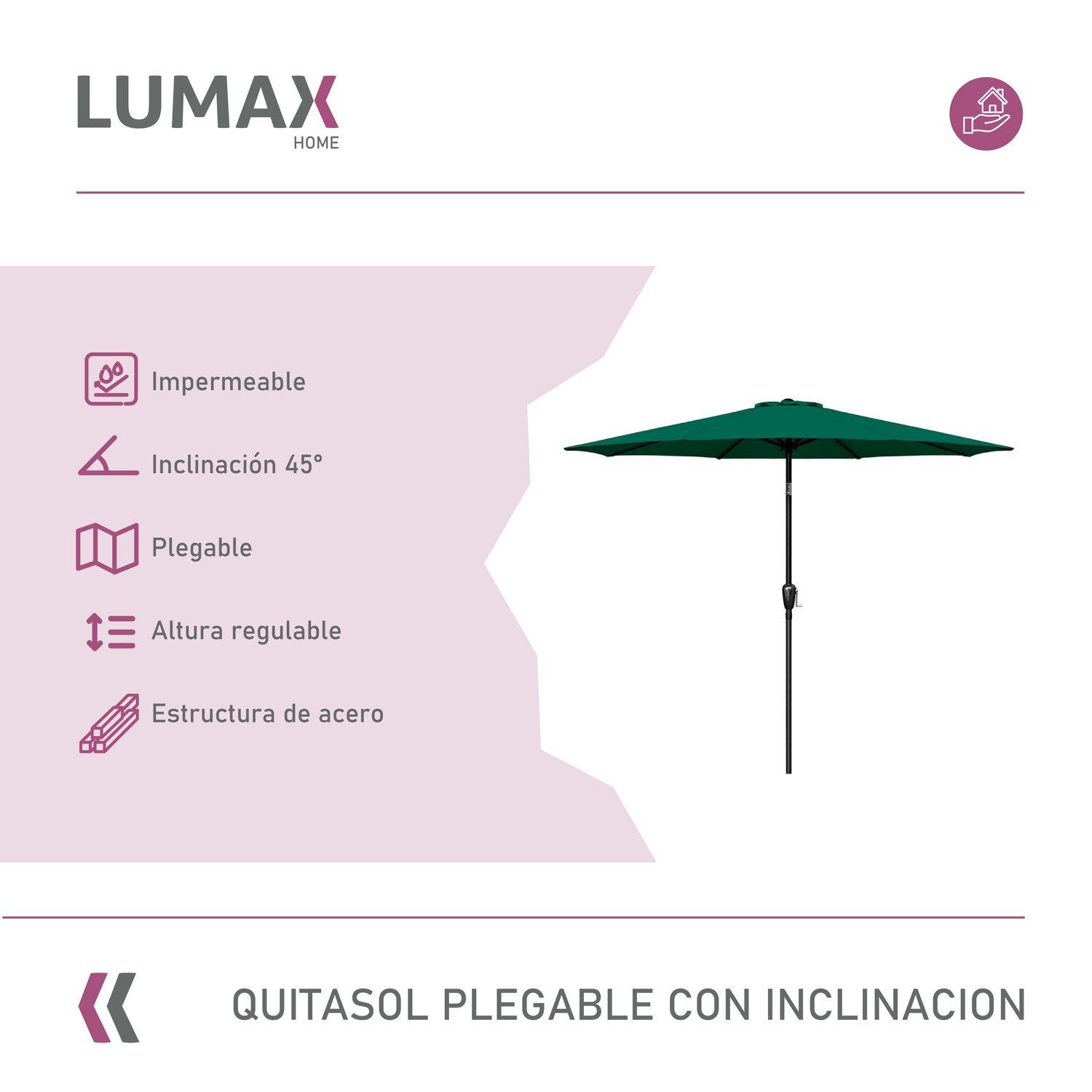 Quitasol Plegable Altura Ajustable Playa Uv Verde + Base-1